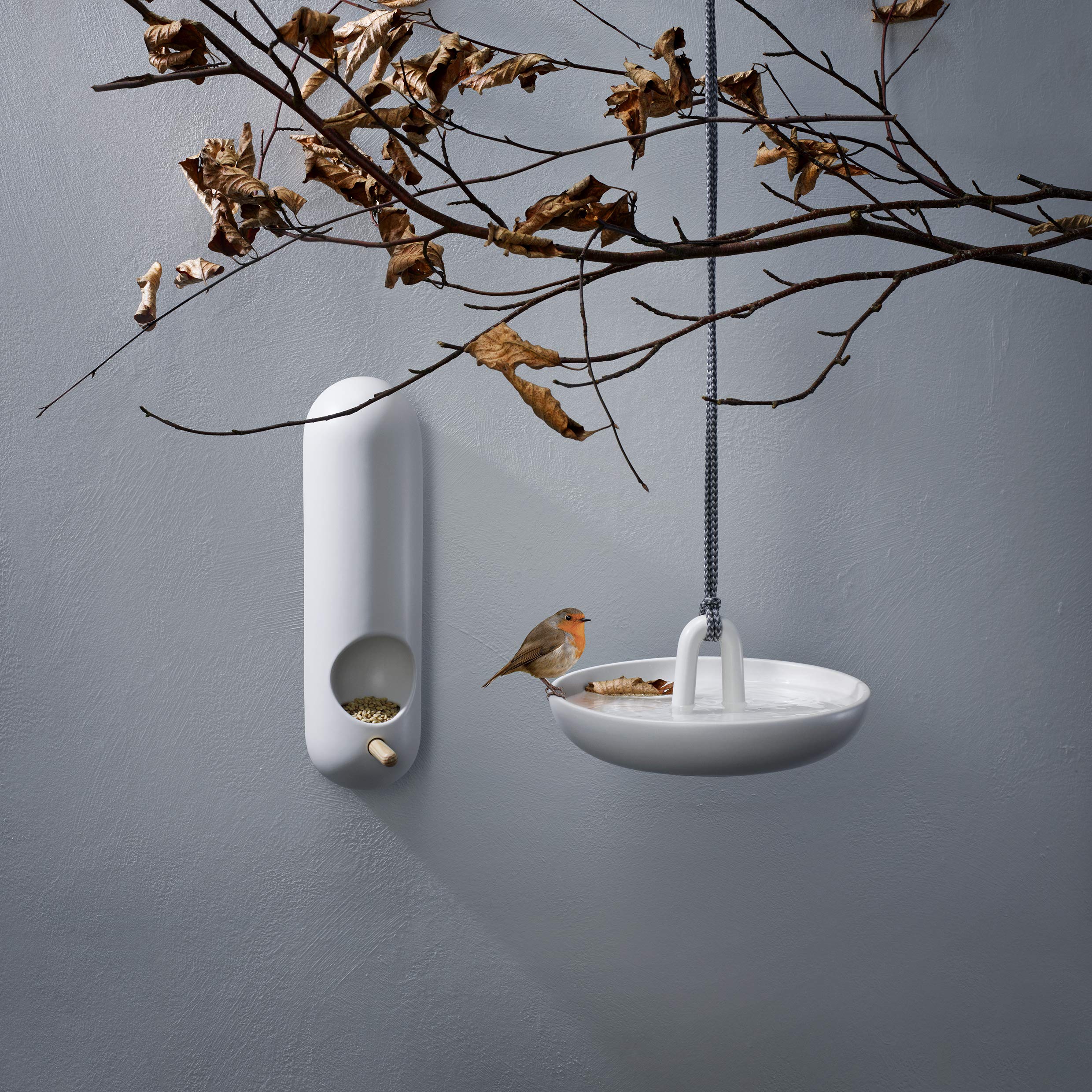 Eva Solo White Hanging Bird Bath - Elegant Outdoor Garden Decoration for Birds | Perfect for Backyard, Patio & Balcony Bird Watching