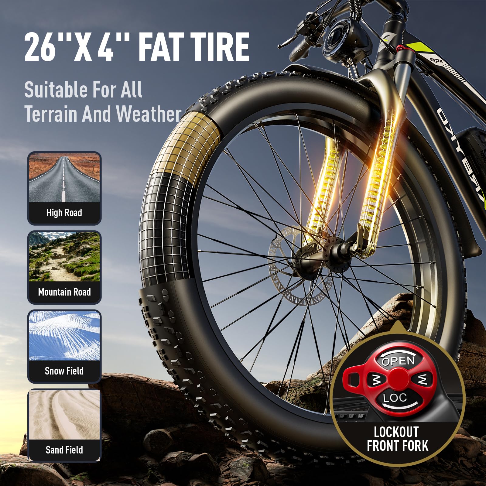 1500W/2000W Peak Power 37MPH Fat Tire Electric Bike for Adults - 48V 17.5AH 840WH Battery, 80 Miles Range, 21-Speed Gear - UL Certified ON/Off Road E-Bike for Commuting, Adventure & Outdoor Exploration