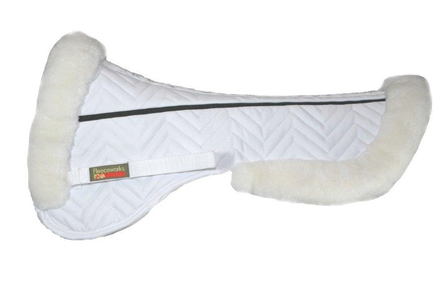Premium Sheepskin FXK Technology Halfpad with Rolled Edge for Dressage - Comfortable & Breathable Horse Riding Saddle Pad for Equestrian Training & Competition