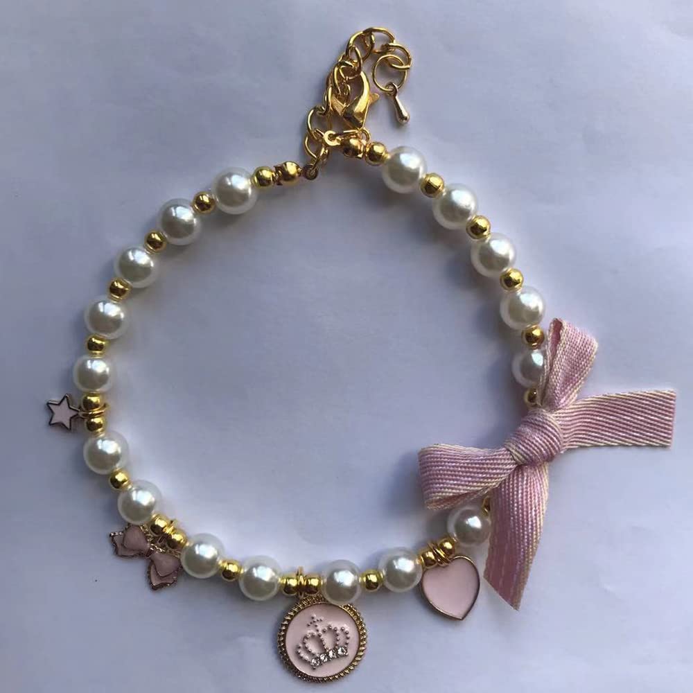 Luxury Pearl Crown Collar for Cats & Small Dogs - Elegant Pet Jewelry Accessory for Parties, Photos & Special Occasions