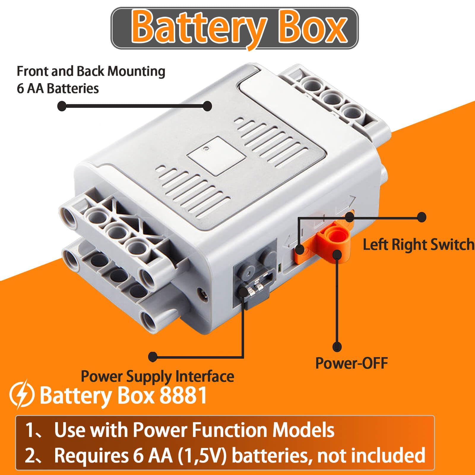 5-in-1 LEGO-Compatible Motor Kit with Remote Control - Includes Battery Box, Engine Parts, Controller, Steering Servo & Building Gears | Perfect for LEGO Technic Projects, Robotics Kits & STEM Education