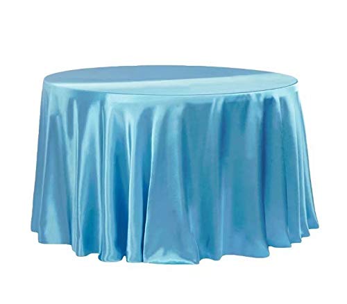 HAORUI 70 Inch Round Satin Tablecloth - Elegant Turquoise Circle Table Cover for Kitchen, Buffet, Wedding & Banquet Events | Perfect for Dining Room Decor, Party Setup & Special Occasions