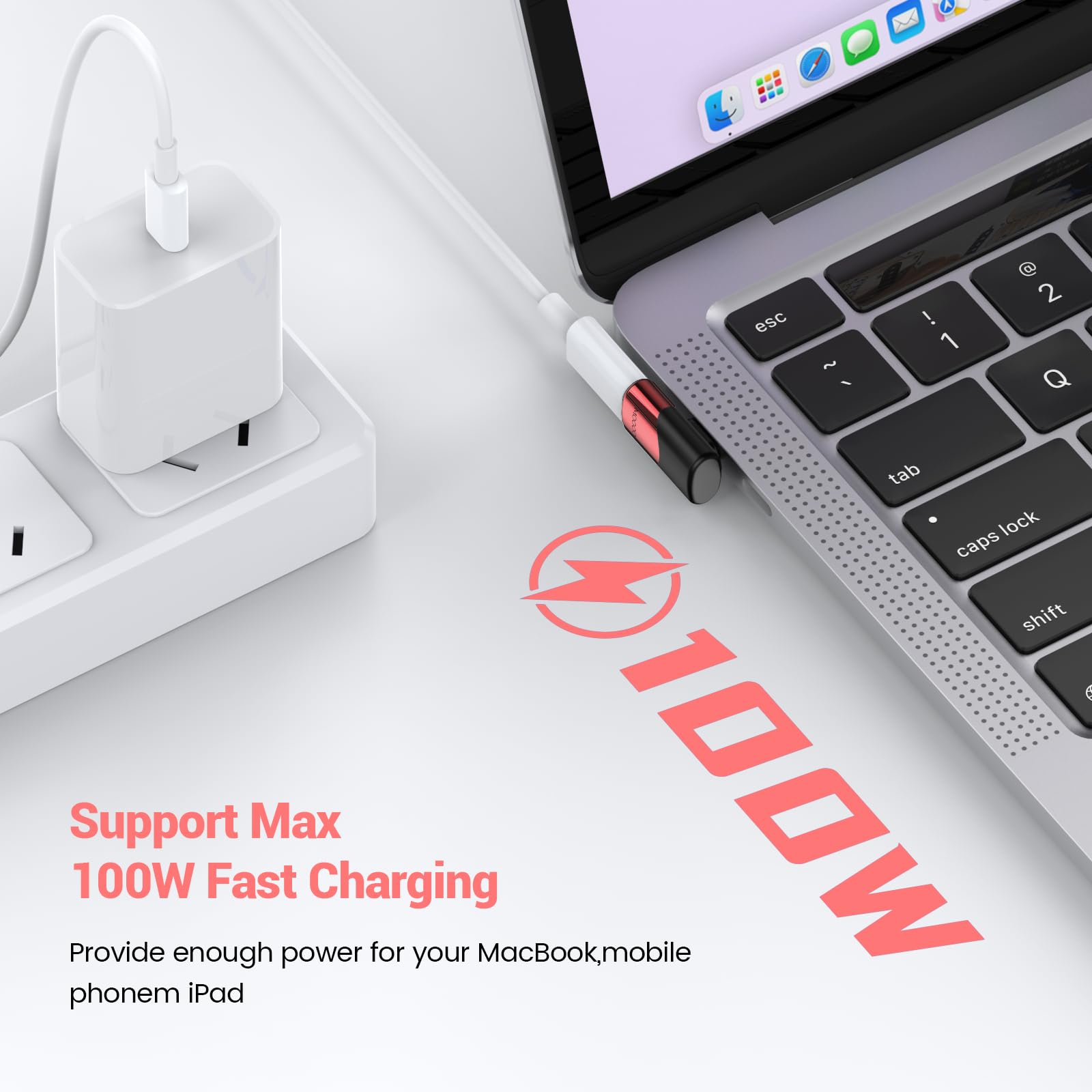 90 Degree USB C Right Angle Adapter (2 Pack) - USB C Male to Female Angled Connector for Steam Deck, MacBook Pro, iPad Pro, Tablets, Phones & Nintendo Switch - Perfect for Gaming, Charging & Data Transfer in Tight Spaces