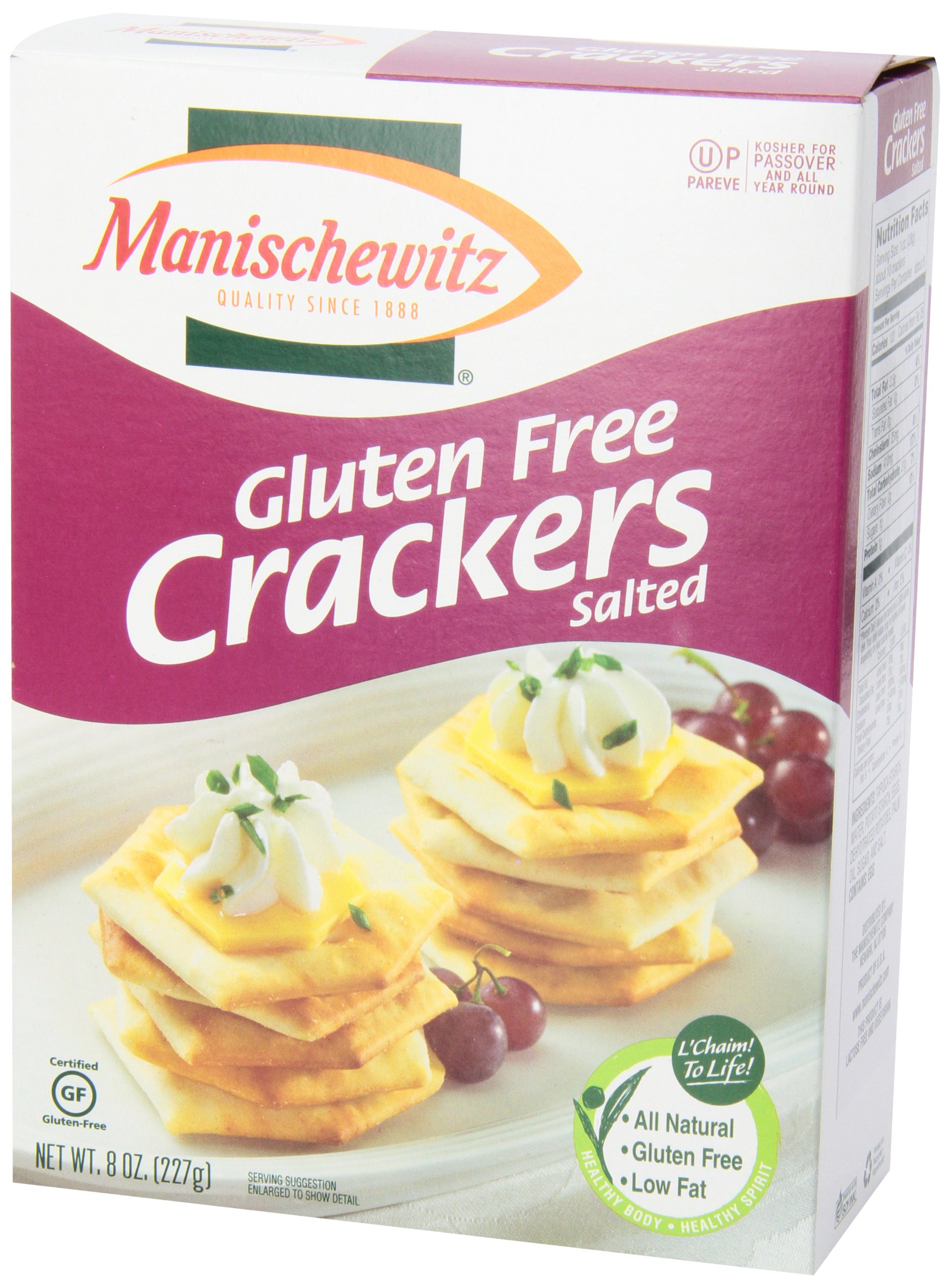 Manischewitz Gluten Free Passover Crackers - Kosher, Salted, 8oz (Pack of 1) | Perfect for Jewish Holidays, Snacking & Cheese Pairing