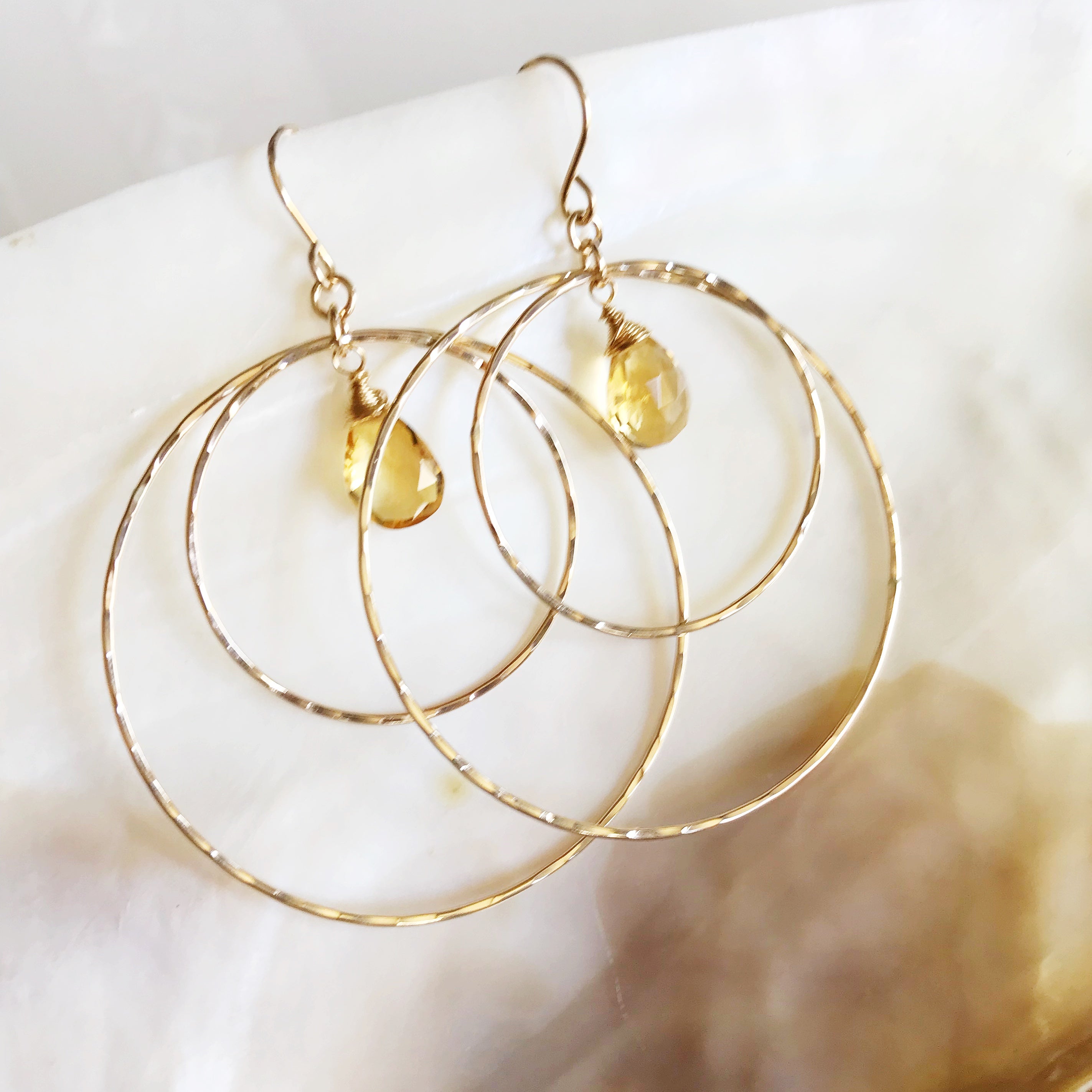 Earrings RACHEL Citrine (E447) - Elegant Gold-Plated Dangle Earrings for Women, Perfect for Parties, Weddings & Everyday Wear