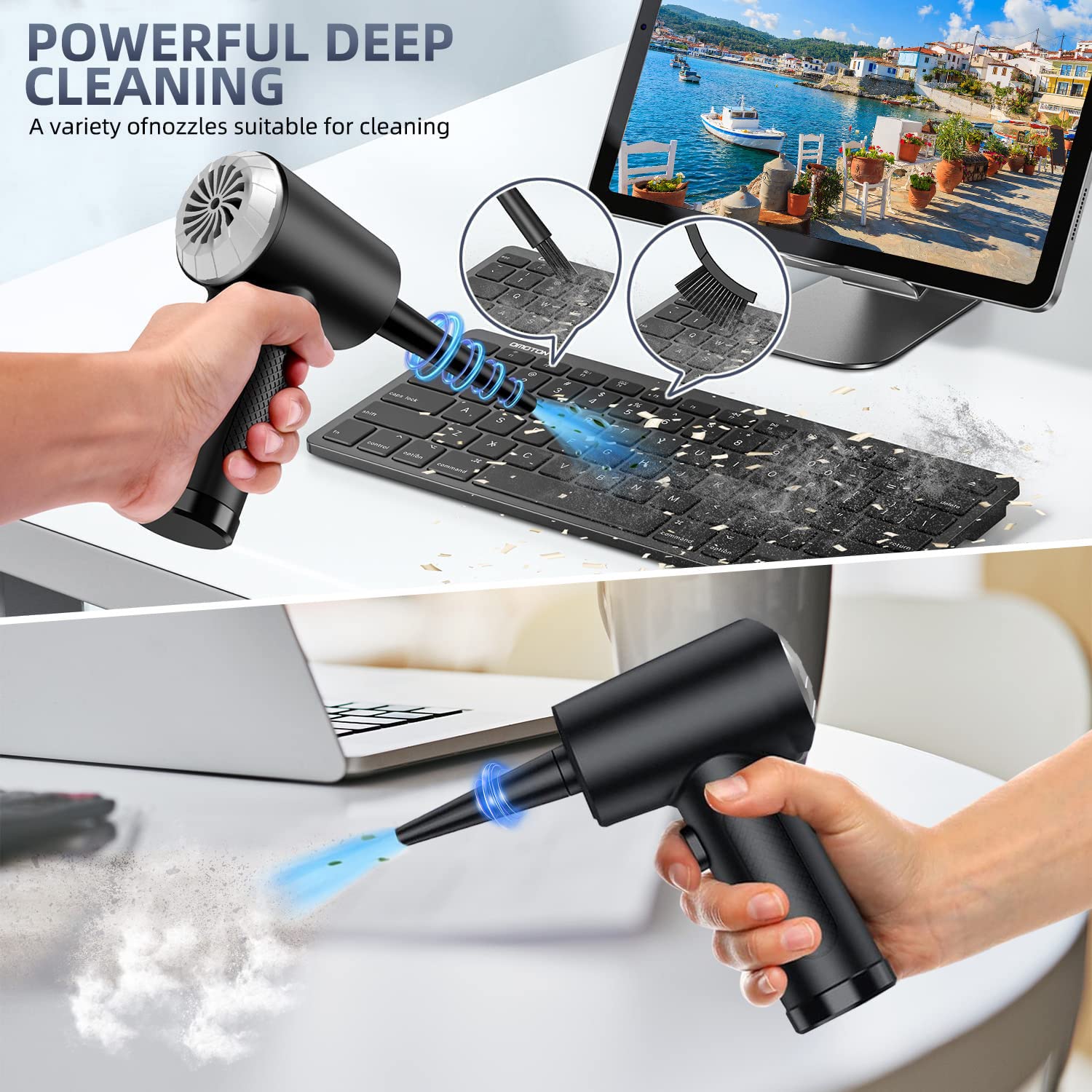 Kairiyard Electric Air Duster - 9000mAh Rechargeable Cordless Compressed Air Canister, 91000RPM High-Power Dust Blower for Computer Keyboard Cleaning, Electronics Maintenance & Car Detailing | Perfect Replacement for Compressed Air Cans