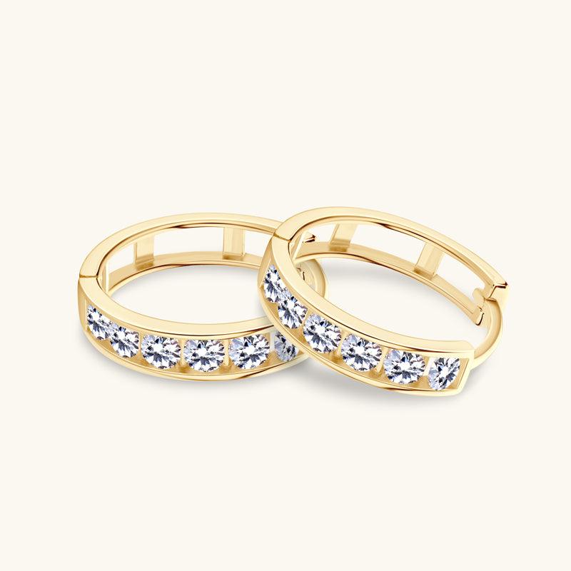 Stunning 14K Gold Pavé Hoop Earrings for Women - Perfect for Weddings, Parties & Everyday Elegance