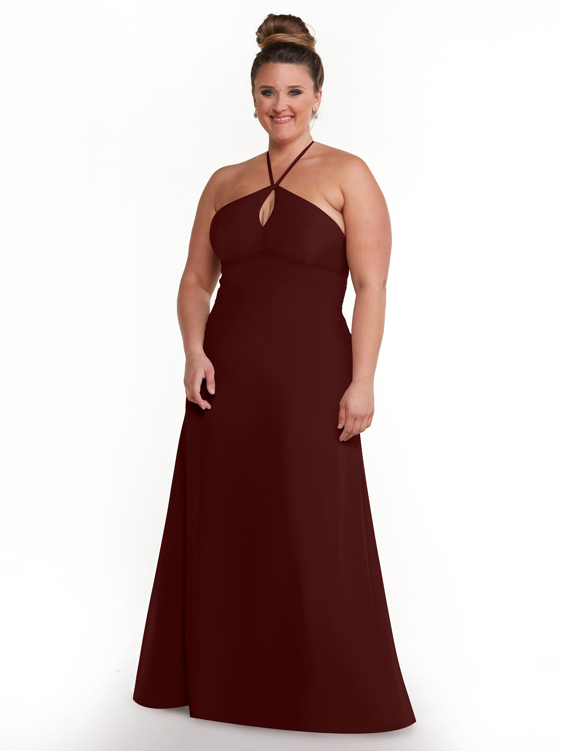Elegant A-Line Chiffon Bridesmaid Dress with Keyhole Halter Neckline - Perfect for Weddings, Formal Events & Special Occasions