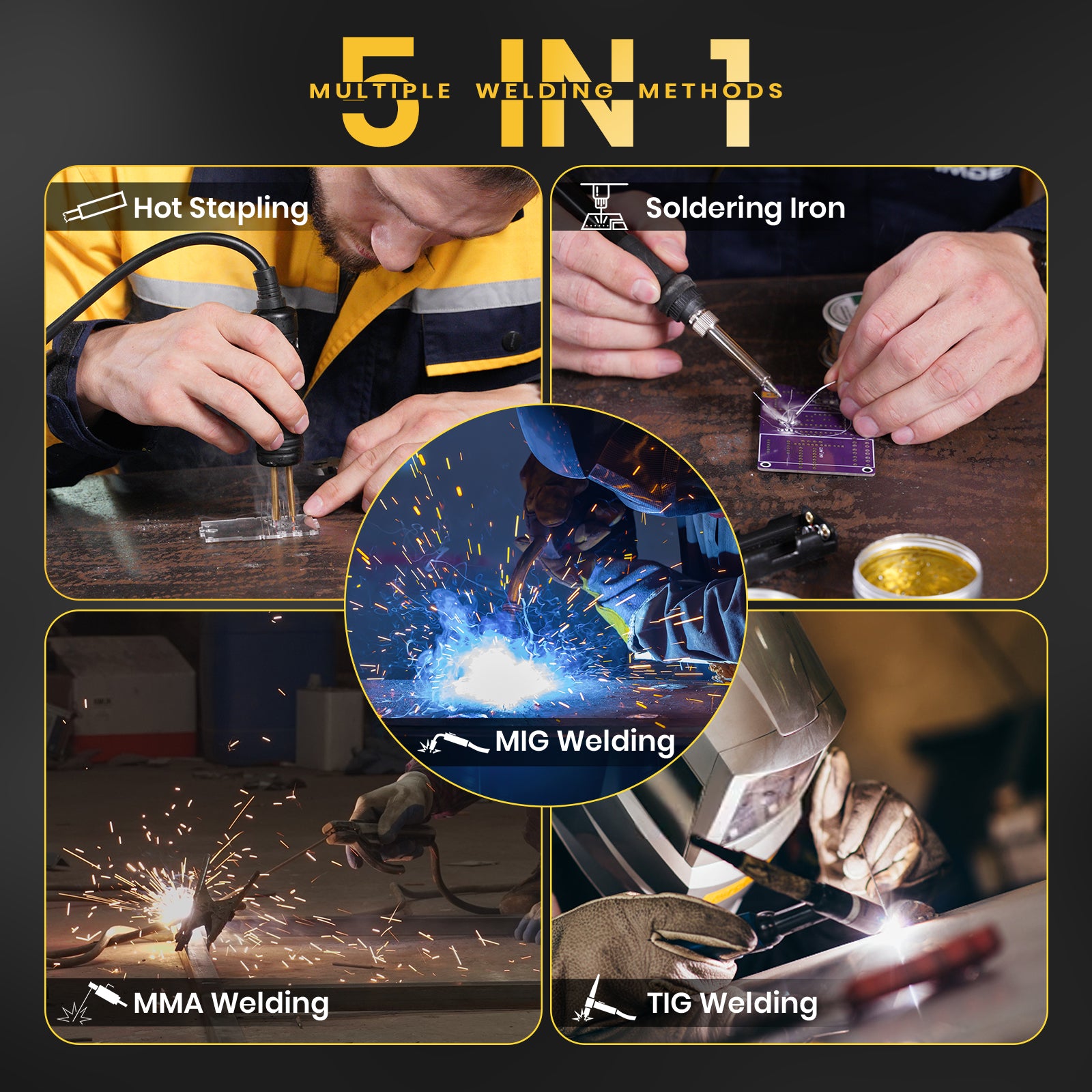 SSimder SD 5010 PRO 5-in-1 Multi-Function Welder Kit with Hot Stapler & Soldering Iron for DIY Repairs, Metalworking, and Home Improvement Projects