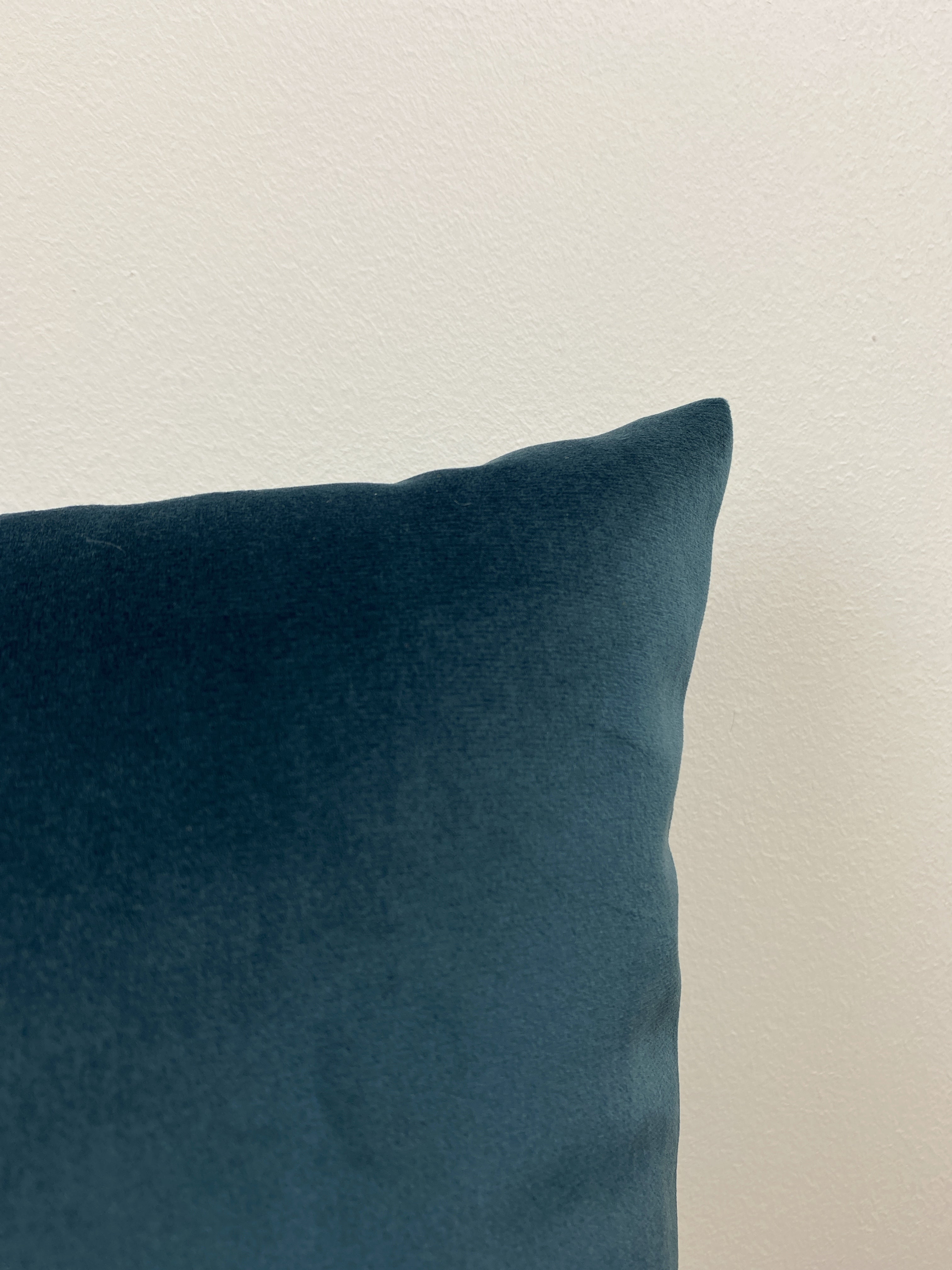 Franklin Velvet Petrol Blue Lumbar Pillow 12x22 Inches - Support Cushion for Sofa, Bed, Office Chair & Car Seat