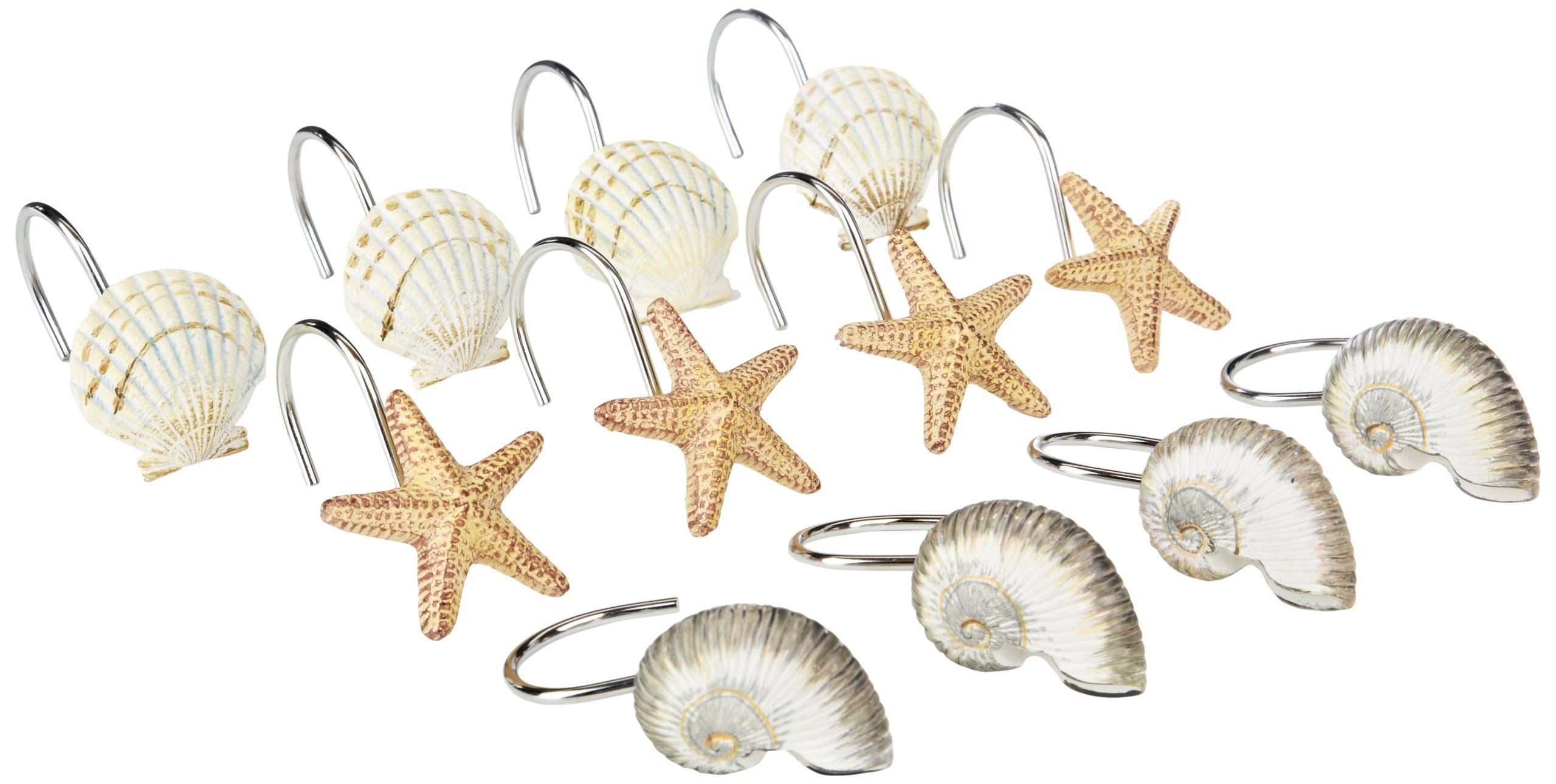Avanti Linens Antigua Shower Hooks - 12 Pack Heavy Duty Rust-Resistant Bathroom Hooks for Curtains, Towels & Robes - Perfect for Bath, Spa & Home Organization