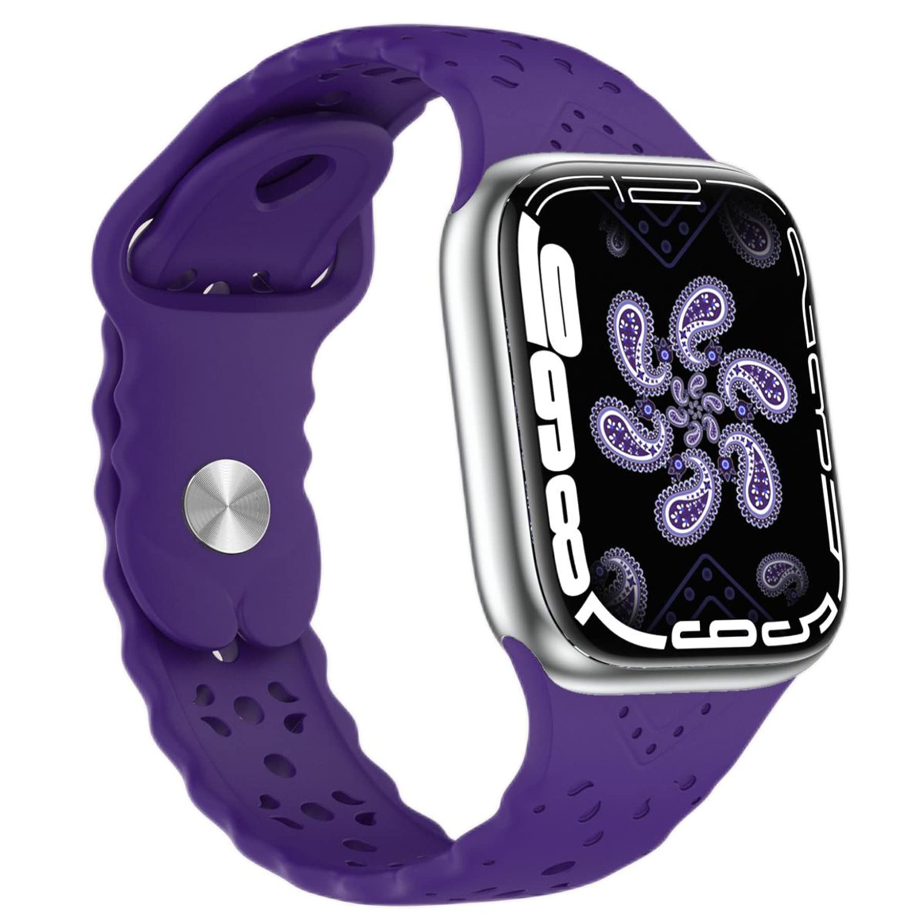 Floral Silicone Watch Band Compatible with Apple Watch 38mm 40mm 41mm 42mm 44mm 45mm - Soft Sport Breathable Wristband for iWatch Ultra SE Series 8 7 6 5 4 3 2 1 - Perfect for Women & Men, Gym, Running & Everyday Wear