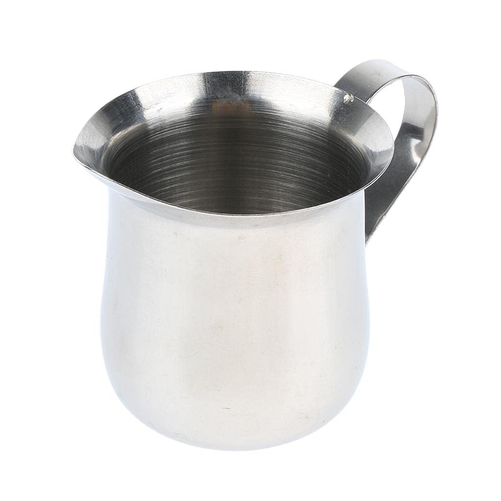 AMLESO Stainless Steel Milk Frothing Pitcher 90mL (3oz) - Dripless Latte Art Jug for Espresso, Cappuccino & Coffee - Perfect for Home Baristas & Coffee Shops