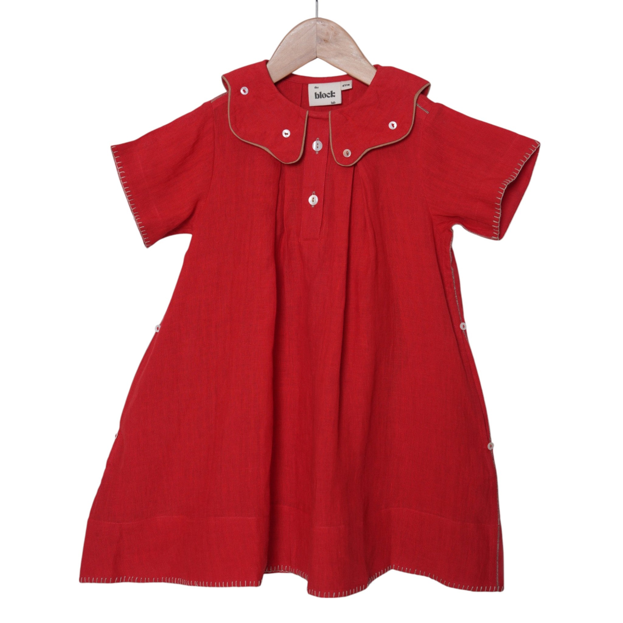The Block Lab Marine Muse Red Dress - Elegant Women's Summer Dress for Beach, Party & Date Night