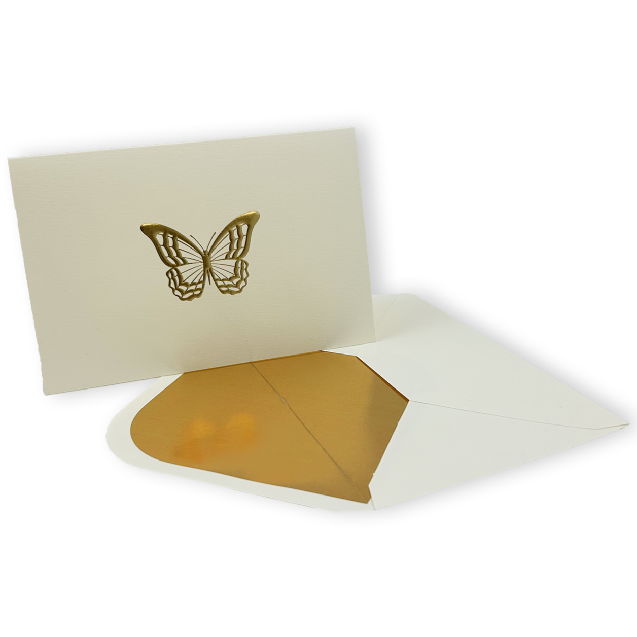Golden Butterfly Embossed Note Cards - Elegant Stationery for Weddings, Thank You Notes & Special Occasions | Premium Quality Greeting Cards