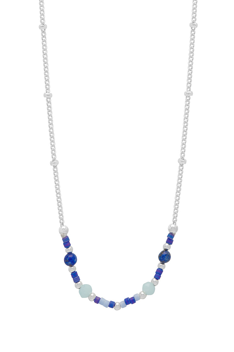 Mini Blue Beaded Chain Necklace for Women - Dainty Layering Jewelry Gift for Her - Perfect for Everyday Wear, Date Night & Special Occasions