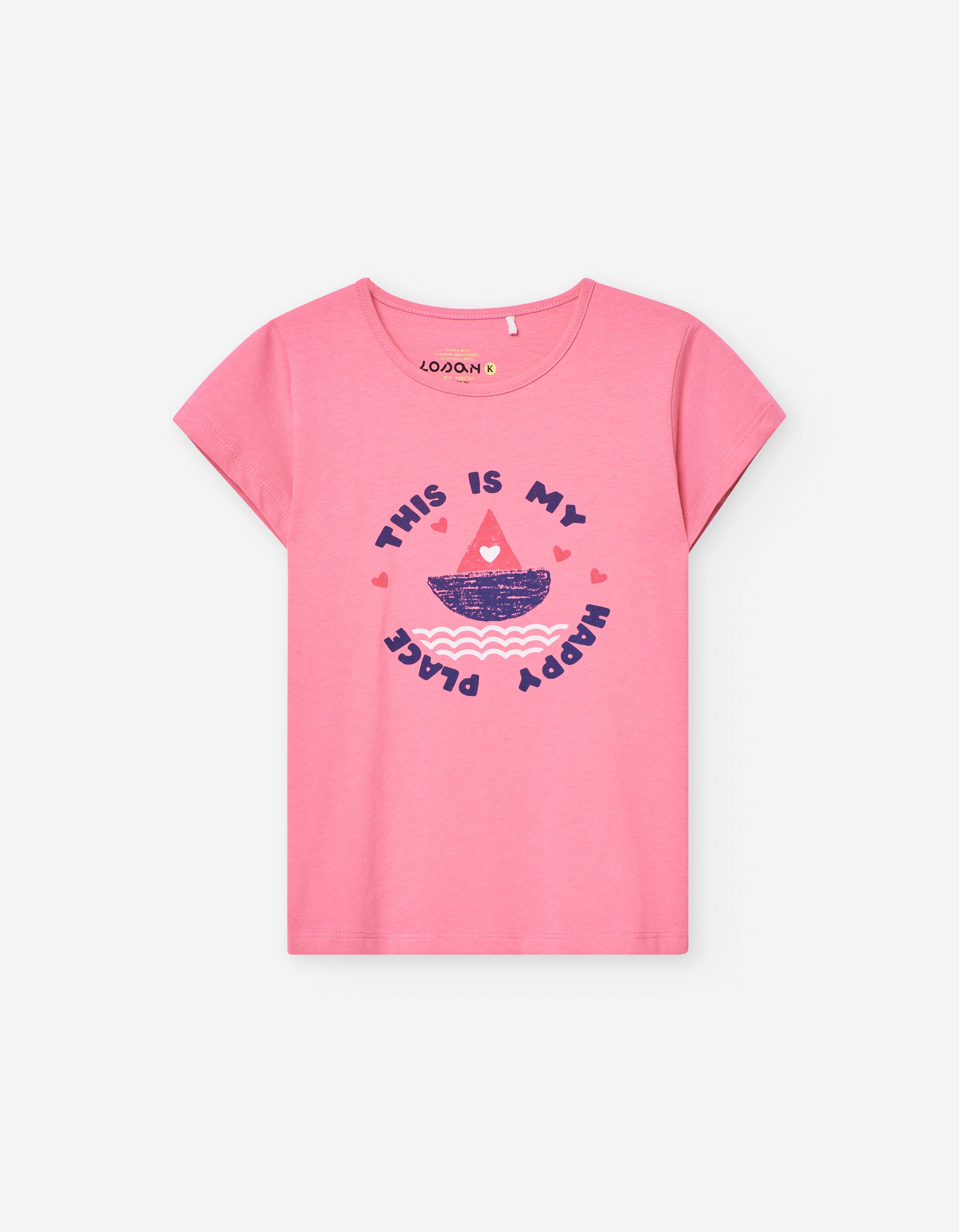 Happy Place Graphic Tee by Losan - Soft Cotton Comfort T-Shirt for Women & Men - Perfect for Casual Wear, Outings & Relaxing