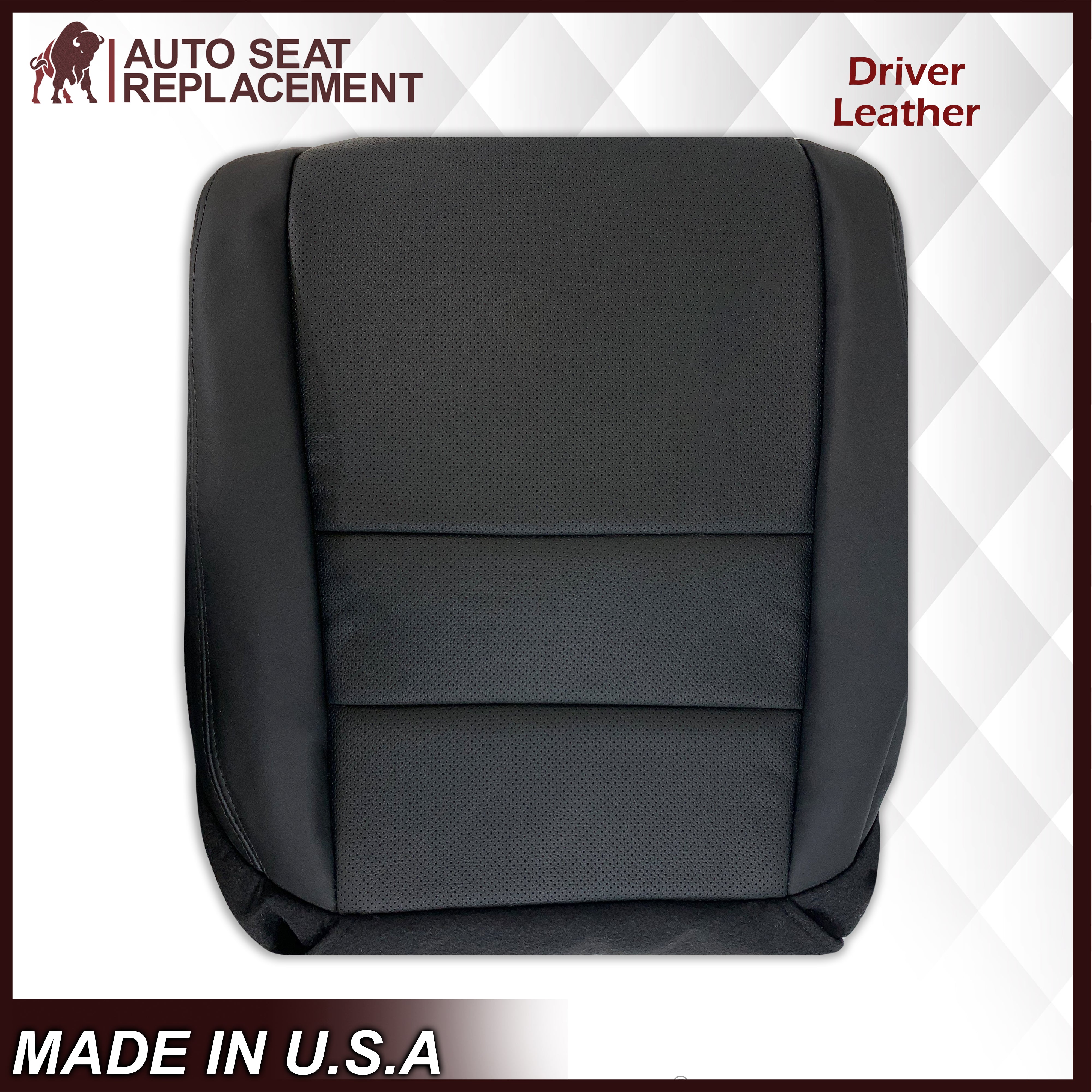 2005-2008 Acura TL Driver Side Bottom Seat Cover - Genuine Black Leather or Premium Vinyl Replacement - Perfect for Car Interior Protection & Comfort Upgrade