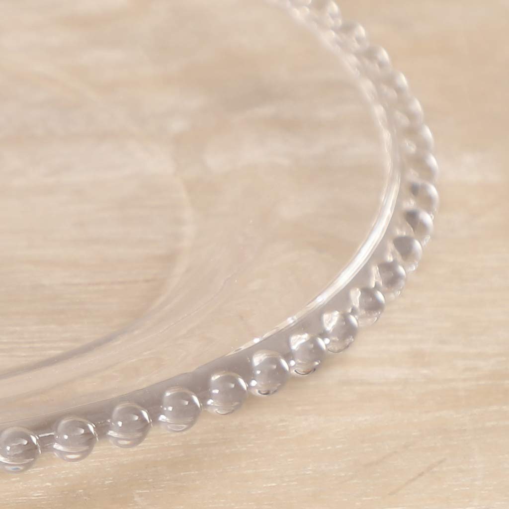 4-Piece Glass Dinner Plate Set with Beaded Edge - 10.4