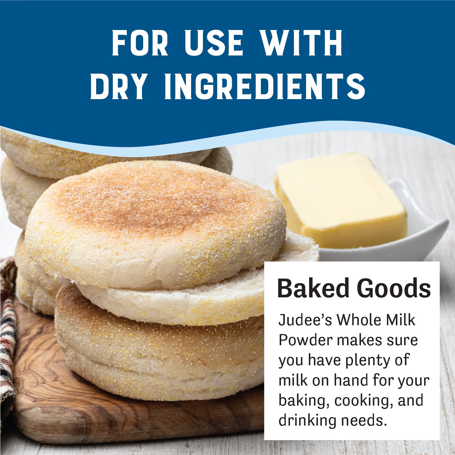 Judee's Gluten Free Pure Whole Milk Powder - Non-GMO, Hormone Free, rBST Free, Nut Free - USA Made Shelf Stable Powdered Milk (11oz) for Baking, Cooking, Coffee & Emergency Food Storage - Perfect for Camping, Travel & Pantry Essentials