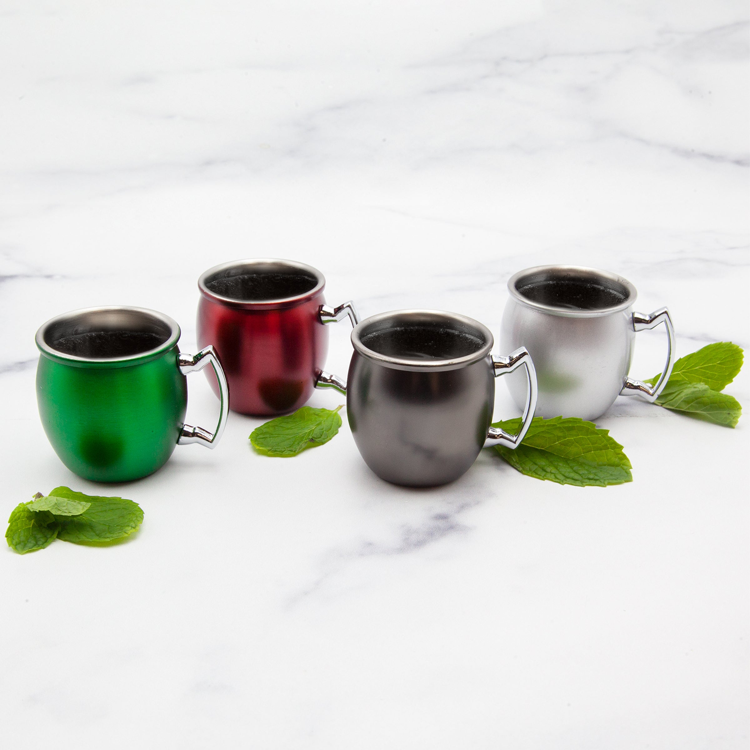 Holiday Mini Mule Mug Shot Glasses Set of 4 - Fun Party Drinking Cups for Christmas, New Year & Celebrations