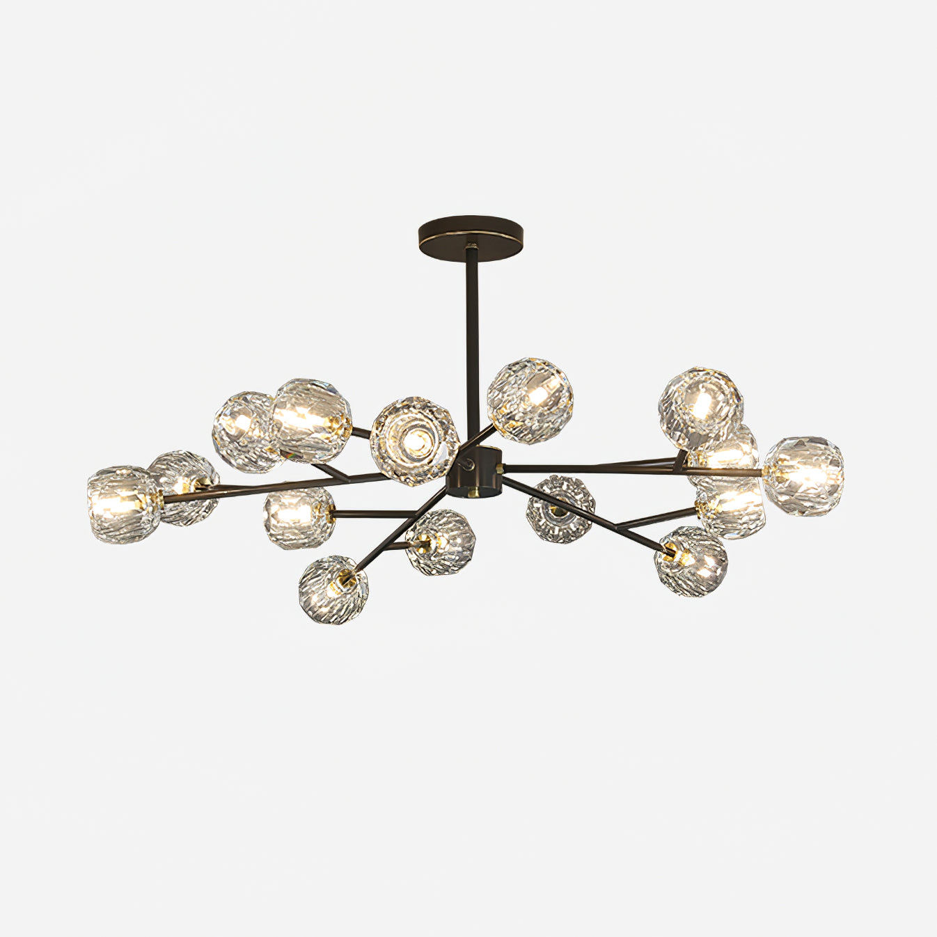 Crystal Ball Round Cluster Chandelier - Elegant Glass Sphere Ceiling Light Fixture for Dining Room, Bedroom & Living Room Decor