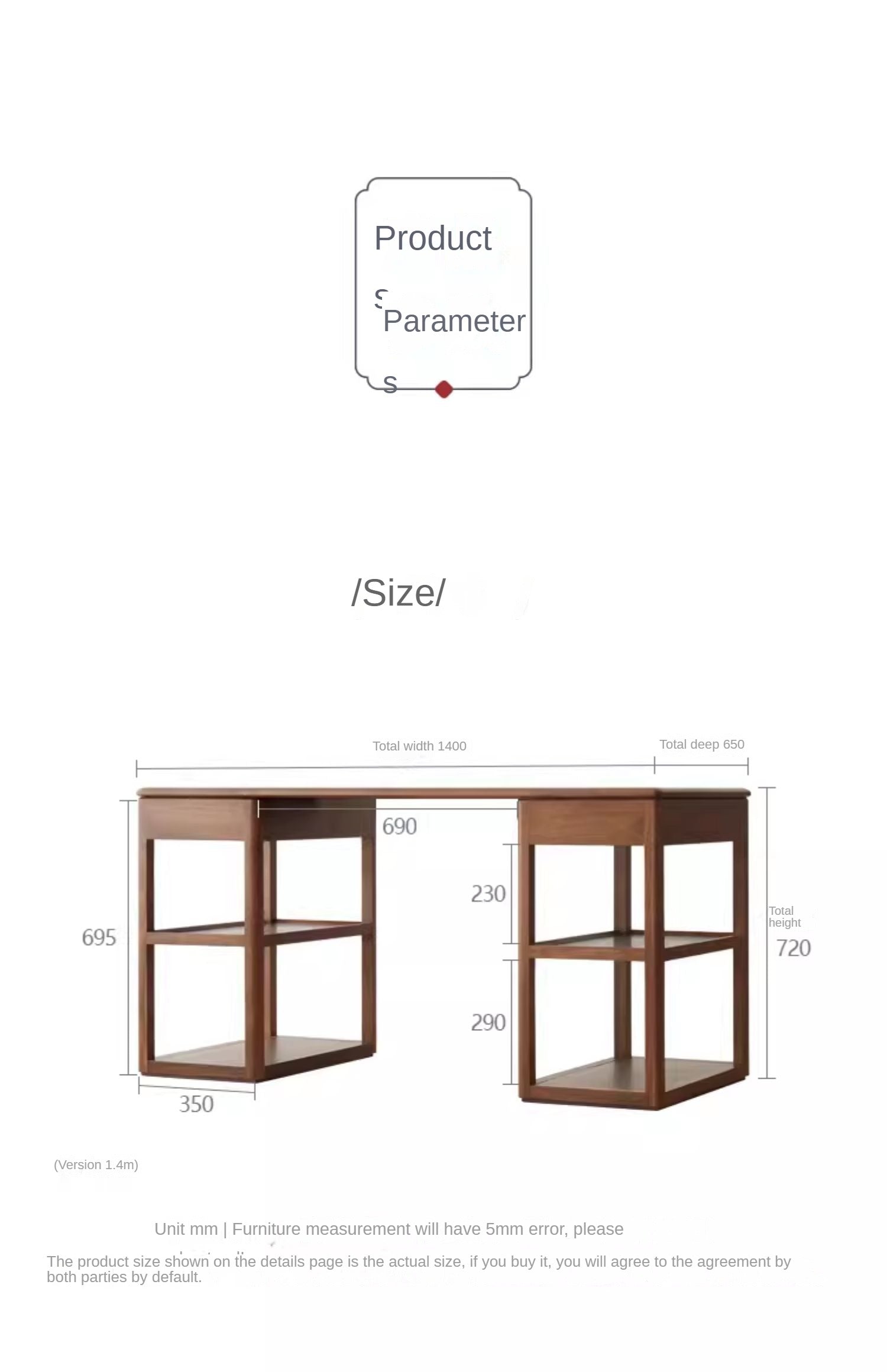 Premium Black Walnut Solid Wood Modern Study Desk - Handcrafted Writing Table for Home Office, Library & Workspace - Ergonomic Design for Comfortable Studying & Remote Work