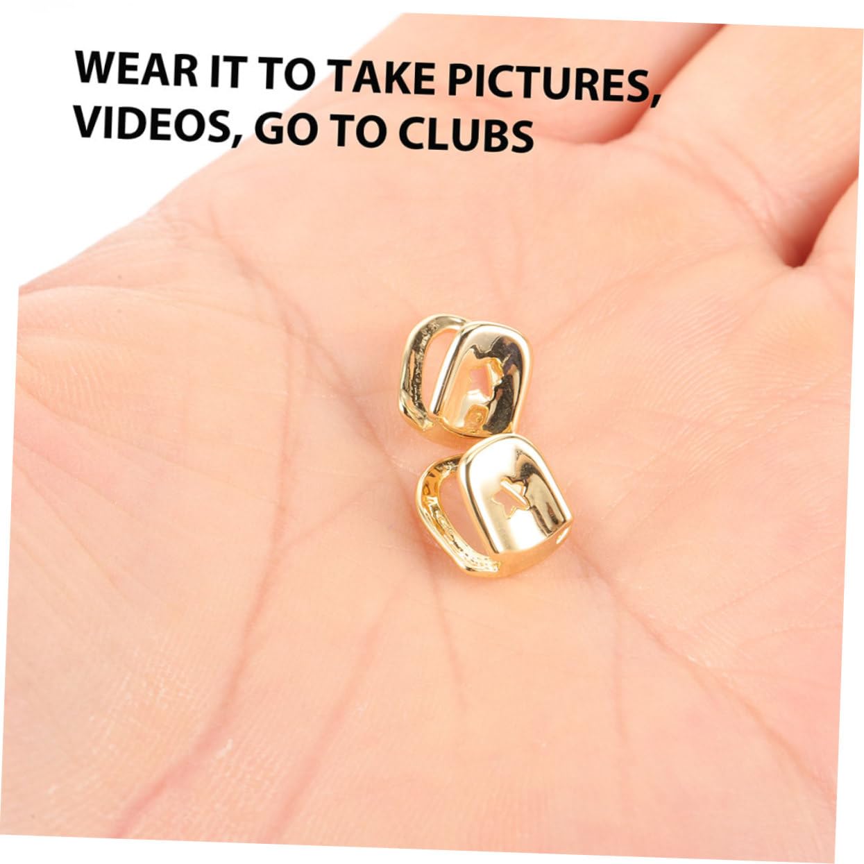 Totority 4pcs Copper Metal Teeth Grills Set - Lightweight Shiny Rapper Grillz for Hip Hop Parties, Concerts & Special Events - Perfect for Rappers, Performers & Fashion Accessories