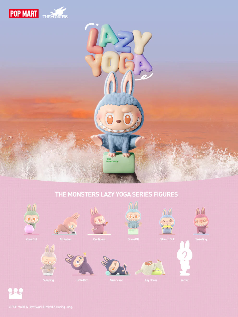 POP MART The Monsters Lazy Yoga Series Blind Box - Cute Collectible Vinyl Figures for Home Decor, Office Display & Gift Giving