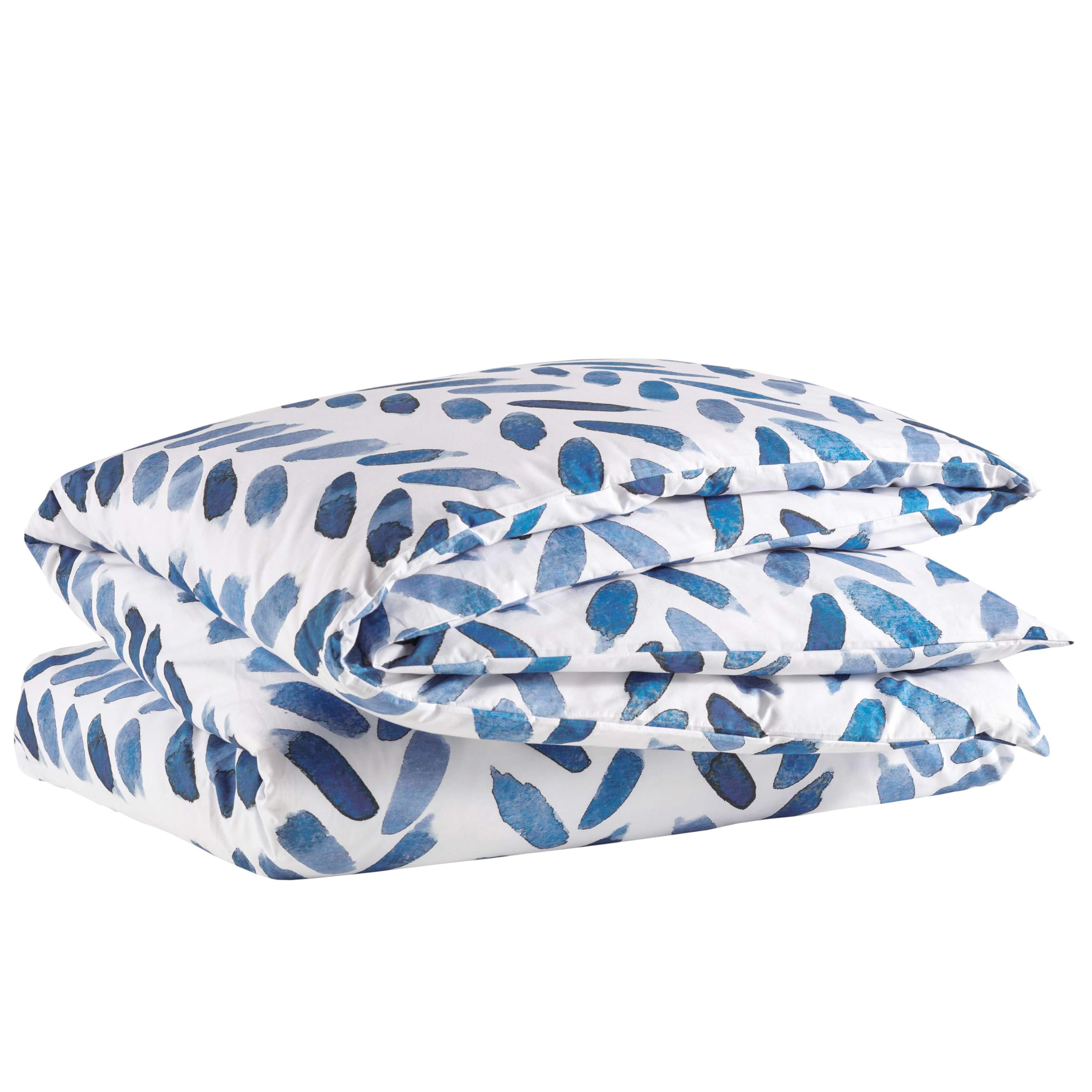 Premium Blue Brush Duvet Cover Set - Full/Queen Size Soft Bedding with Blue/White Graphic Pattern - Perfect for Modern Bedrooms, Guest Rooms & Cozy Home Decor