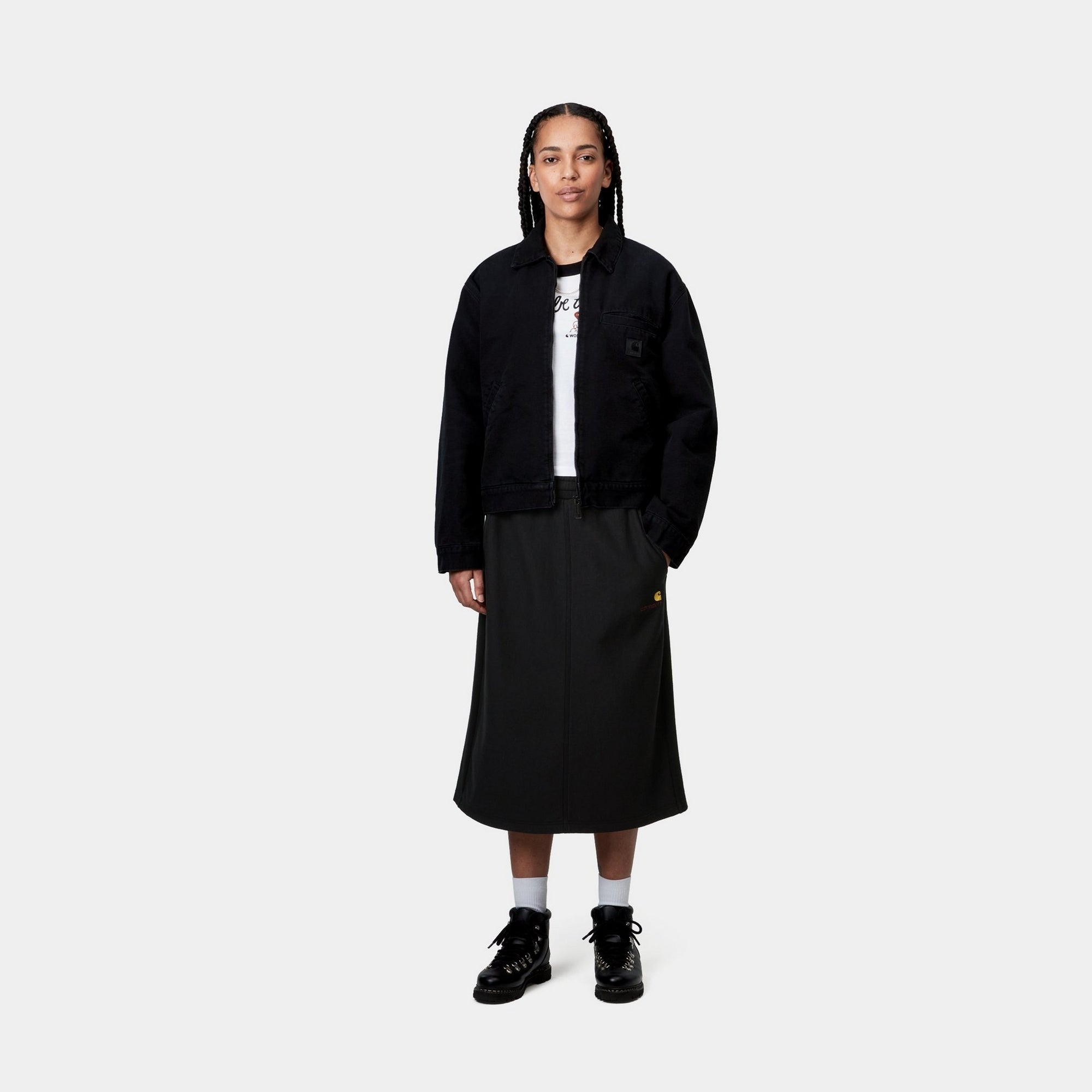 American Script Sweat Skirt - Black | Women's Casual Lounge Skirt for Yoga, Running Errands & Relaxing at Home