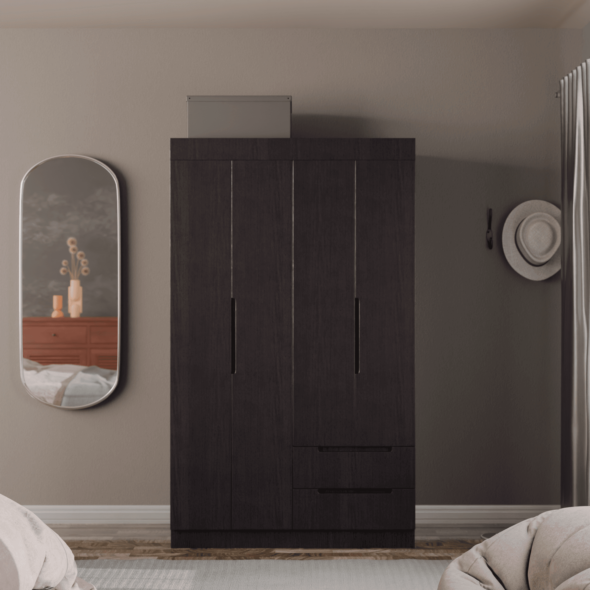 Harrison 4 Door Open Wardrobe Closet - Spacious Storage for Bedroom, Living Room & Walk-In Closet Organization