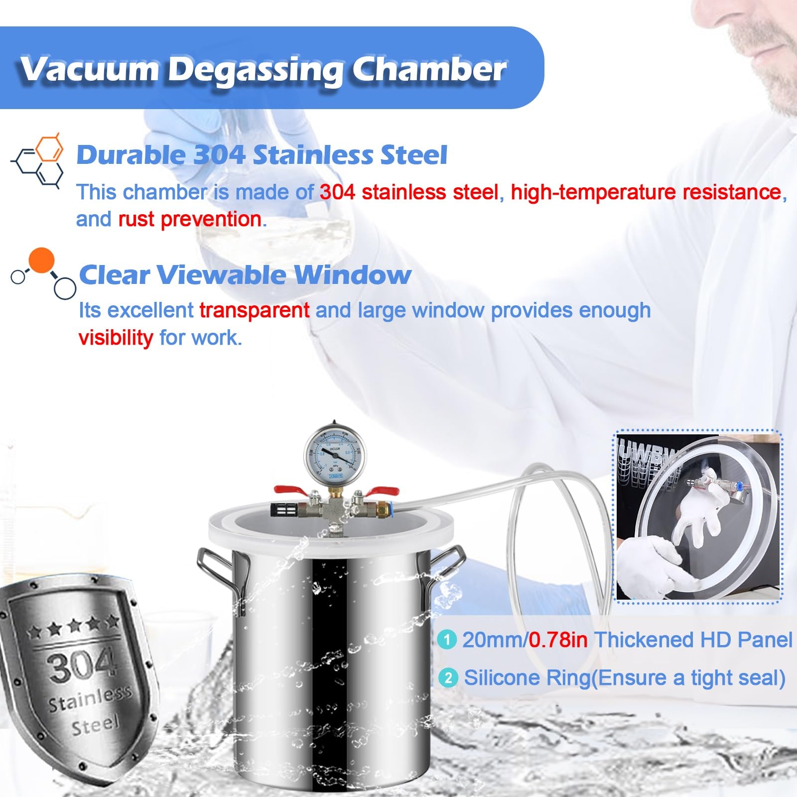 Large Vacuum Chamber Kit for DIY Resin Casting & Wood Stabilizing - 2 to 26 Gallon Capacity with Acrylic Lid & 1.5m Hose - Perfect for Epoxy Degassing, Silicone Casting, and Plaster Projects | Home Workshop & Crafting Essential