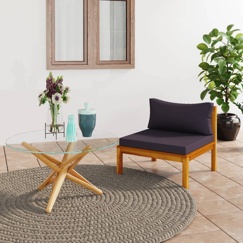 Premium SKM Sectional Middle Sofa with Dark Gray Cushions & Solid Acacia Wood Frame - Modern Living Room Furniture for Home, Office, or Lounge (Model 6288) | Perfect for Small Spaces, Apartments, and Family Gatherings