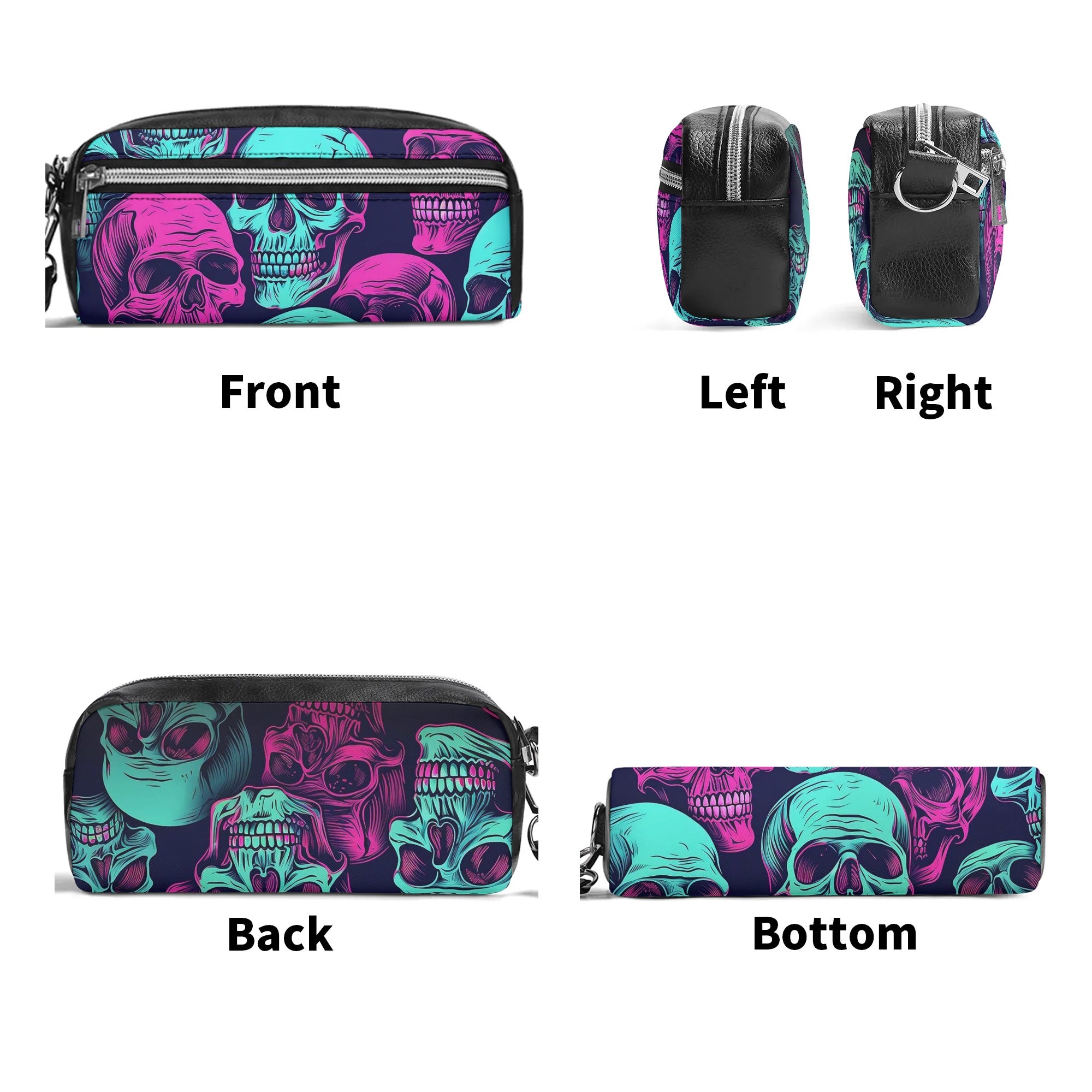 Gothic Neon Skull Leather Clutch Bag for Women - Punk Rock Handbag for Night Out, Party, Concert & Halloween Accessories