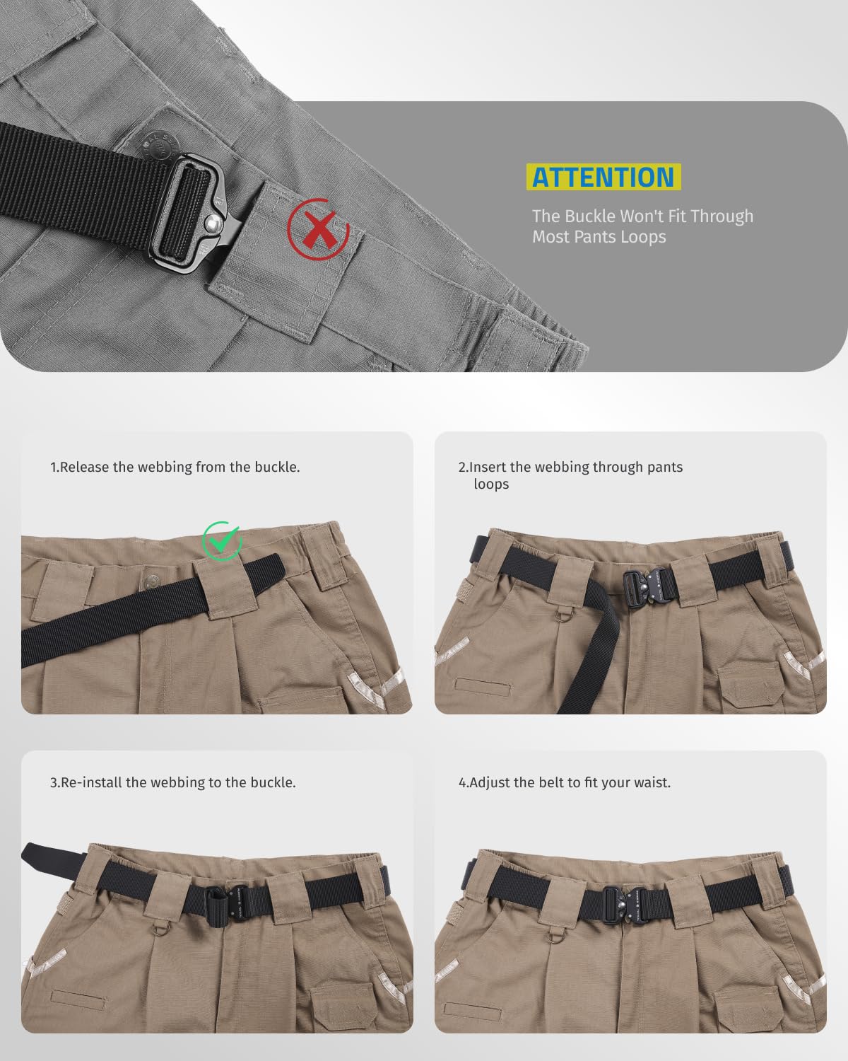 FAIRWIN Tactical Belt - Military Style Heavy Duty Webbing Riggers Gun Belt with Quick Release Metal Buckle for Outdoor, Hiking, Camping & Tactical Use