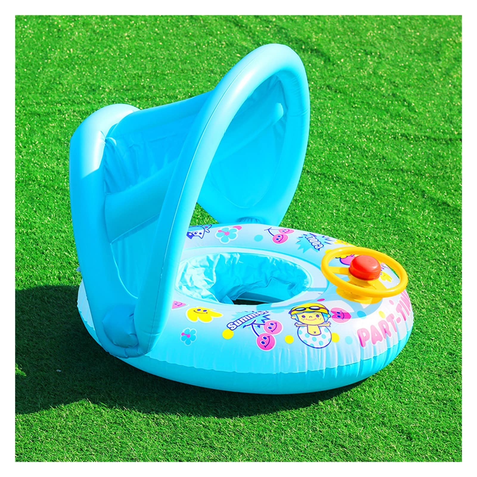 **NLBN Inflatable Baby Kids Pool Float Seat - Cartoon Swim Trainer for Summer, Car & Boat Swimming - Safe PVC Rubber Floaties for Toddlers & Children (Blue, Size 1) - Perfect for Pool Parties, Beach Trips & Backyard Fun**