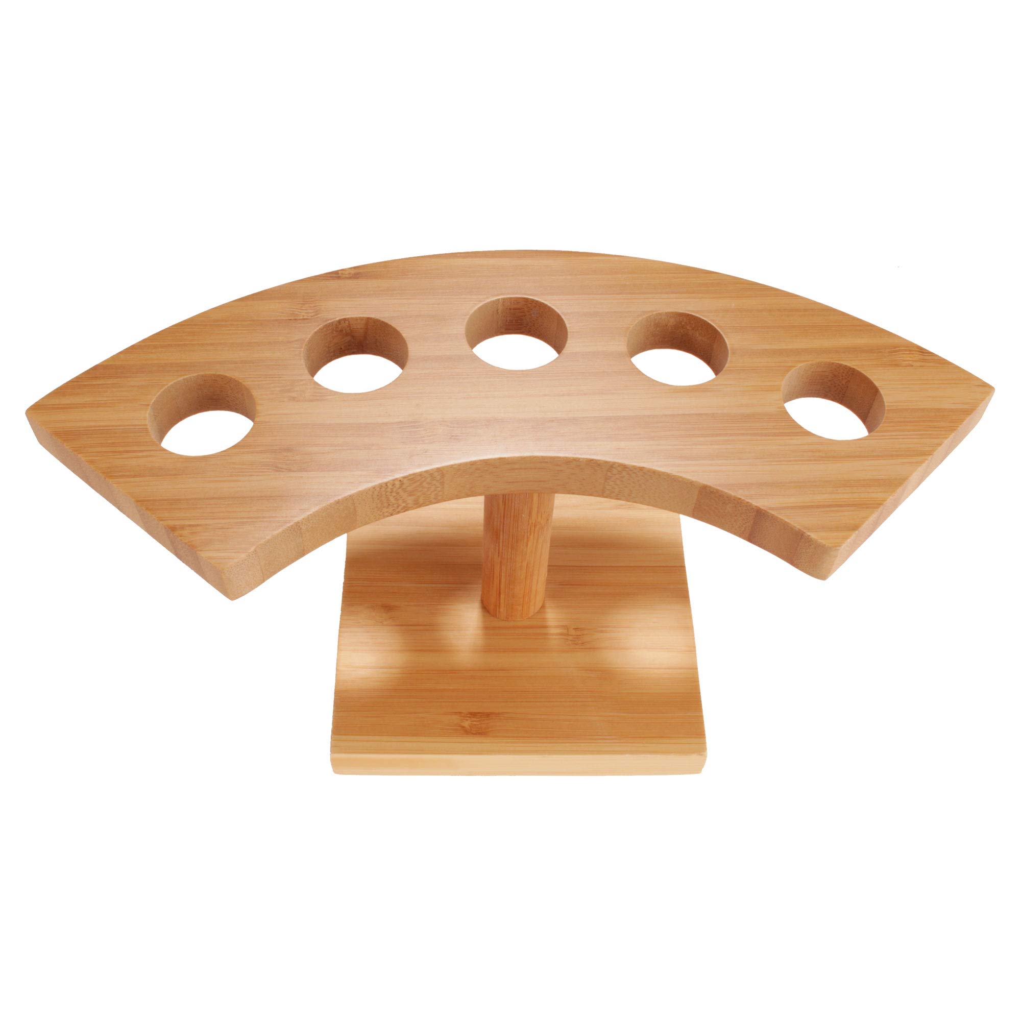BambooMN 10-Inch Natural Bamboo Sushi Cone Holder - Tamaki Stand for Restaurants, Catering, Parties & Buffets (Holds 5 Cones, Set of 10) - Perfect for Japanese Cuisine, Sushi Displays & Asian-Themed Events