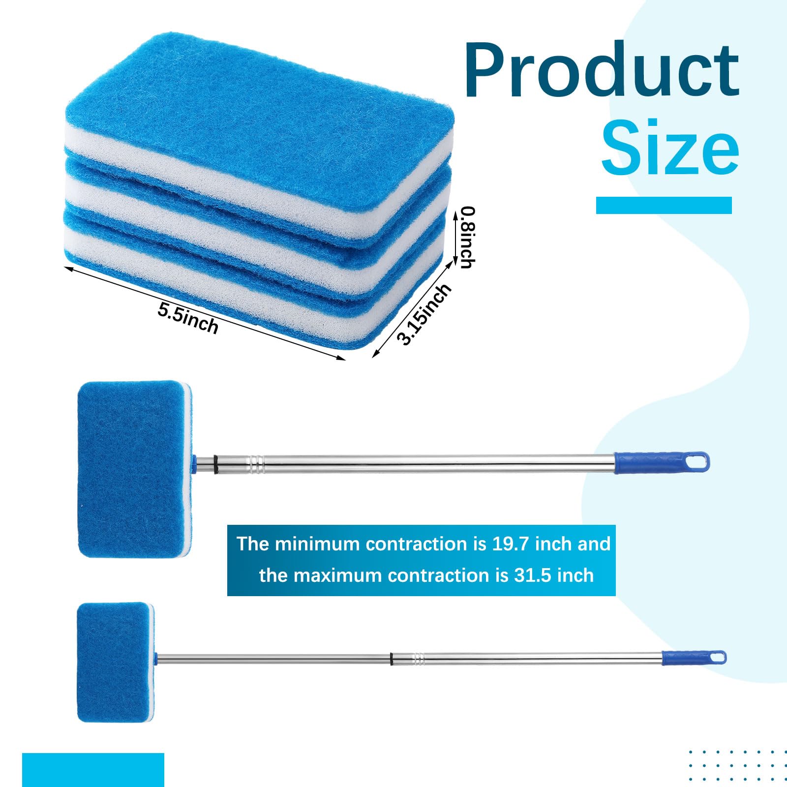 6-Pack Small Handheld Pool Scrub Brushes - Surface Cleaning Scouring Sponge Pads for Swimming Pools, Tile Grout, Walls, Spas, Kitchen & Bathroom Tubs - Perfect for Pool Maintenance & Household Deep Cleaning