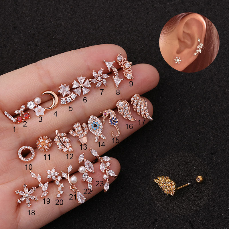20G Conch Pearl Tragus Stud Earrings - Hypoallergenic Surgical Steel Piercing Jewelry for Women | Perfect for Daily Wear, Parties & Special Occasions