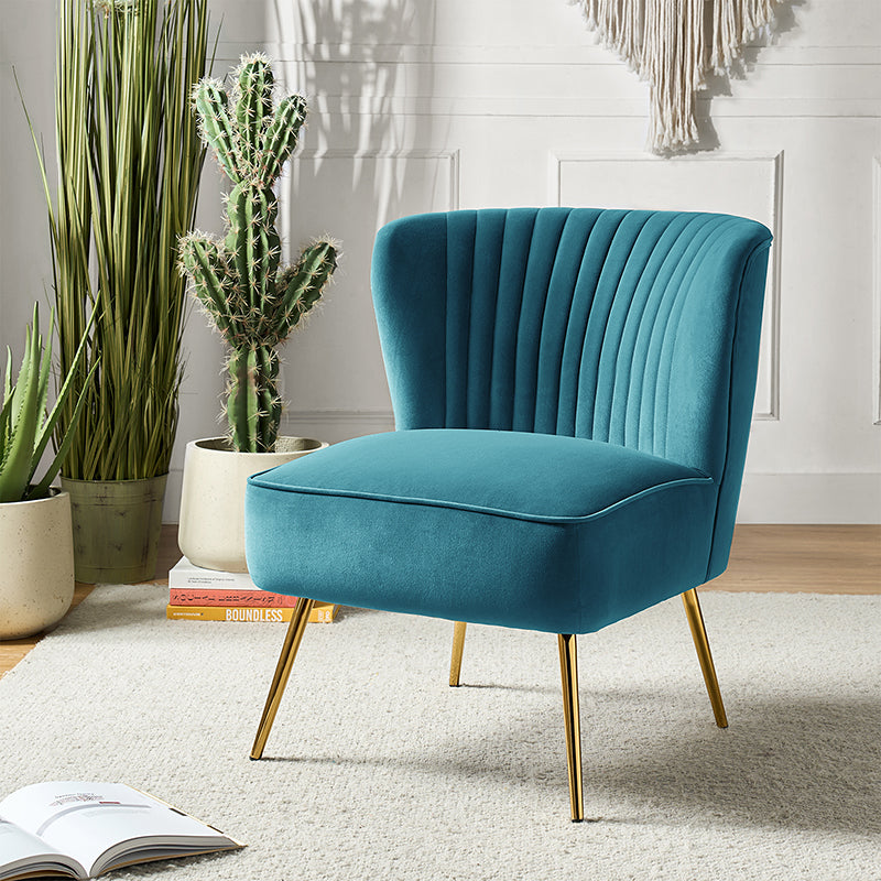 Lola Velvet Side Chair - Modern Upholstered Accent Chair for Living Room, Bedroom & Office - Soft Velvet Fabric with Sturdy Wooden Legs - Perfect for Dining, Lounge & Home Decor