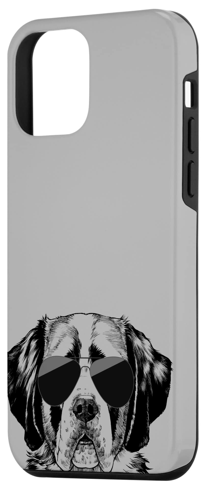 iPhone 12 Mini Phone Case with Saint Bernard Dog & Sunglasses Design - Cute Protective Cover for Everyday Use, Work, and Travel