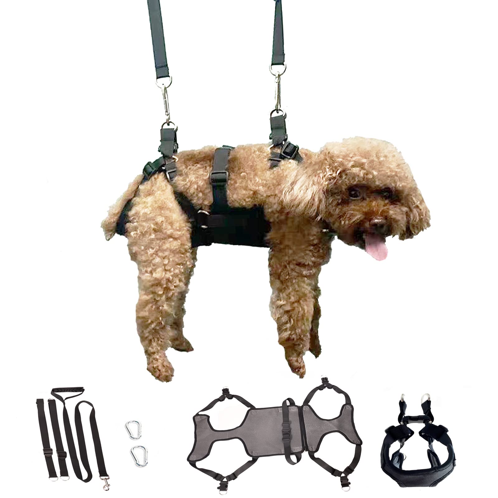 **Pet Grooming Hammock Harness - Adjustable Dog Grooming Restraint for Nail Trimming, Bathing & Vet Visits - Includes Leash Set for Small, Medium & Large Dogs & Cats - Perfect for Home Grooming & Professional Use**