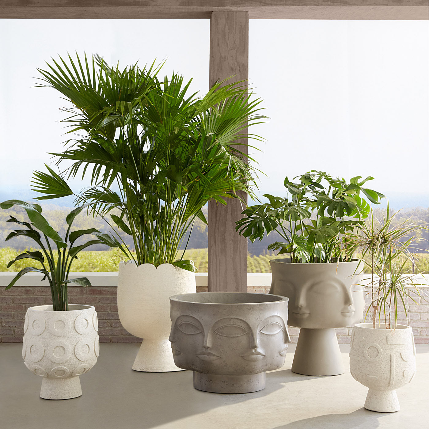 Modern Scallop Concrete Planter - Handmade Succulent & Cactus Flower Pot - Indoor Outdoor Home Garden Decor for Patio, Balcony & Office Desk