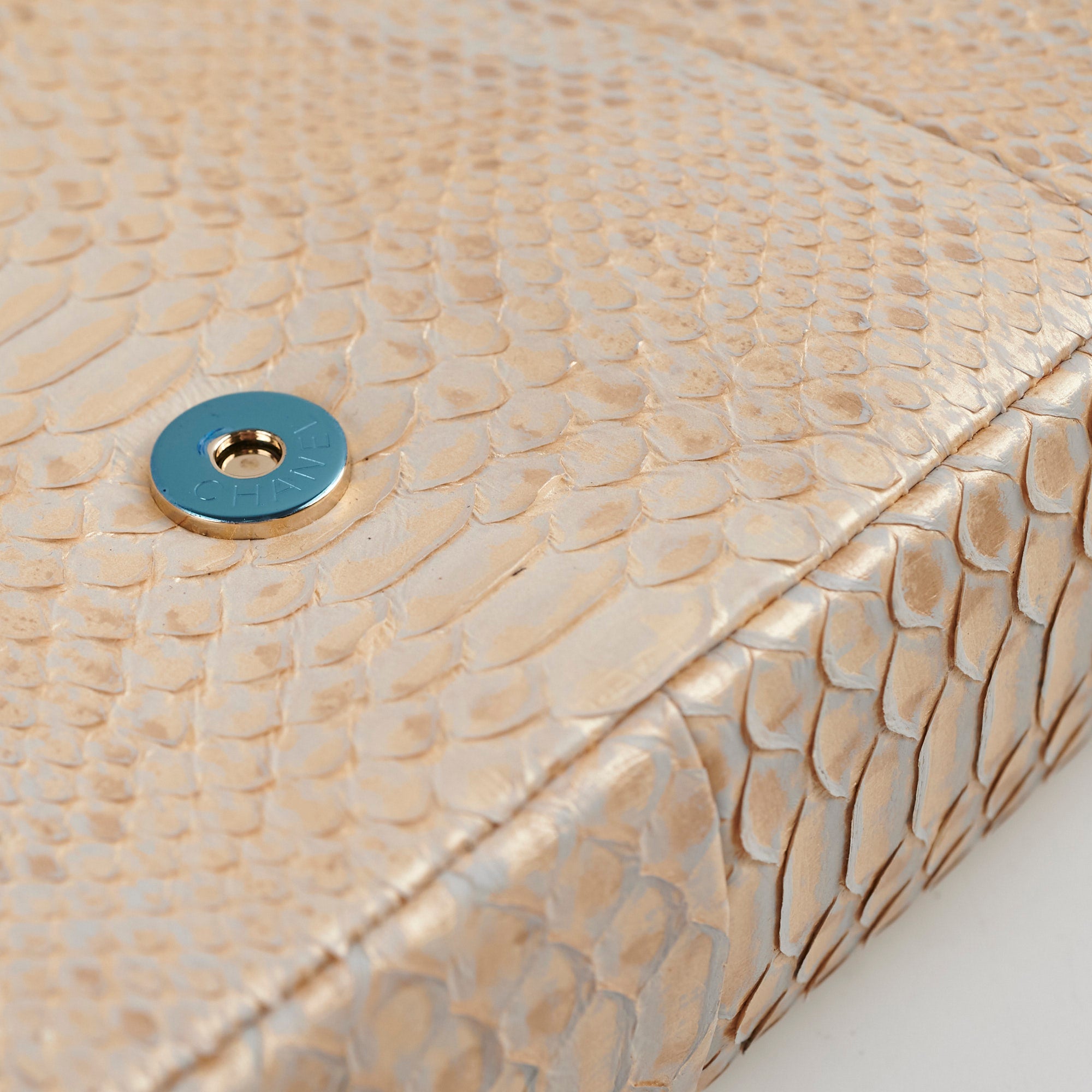 Chanel Python Flap Bag Light Gold - Luxury Designer Handbag for Women | Perfect for Evening Parties, Weddings & Special Occasions