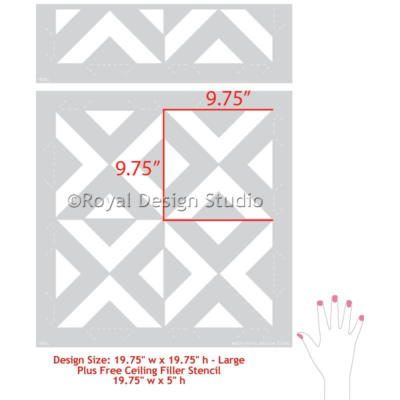 All The Angles Moroccan Wall Stencil Kit - DIY Home Decor Painting Template for Living Room, Bedroom & Nursery - Geometric Arabesque Design for Walls, Furniture & Crafts