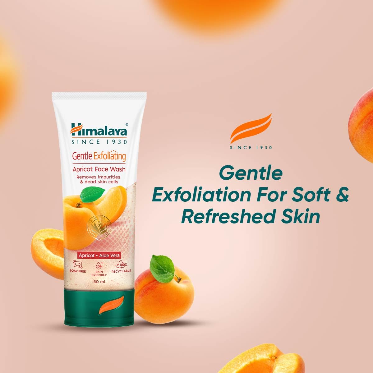 Himalaya Herbals Deep Cleansing Apricot Face Wash 50ml - Gentle Exfoliating Facial Cleanser for Acne & Oily Skin - Perfect for Daily Skincare Routine & Travel Size