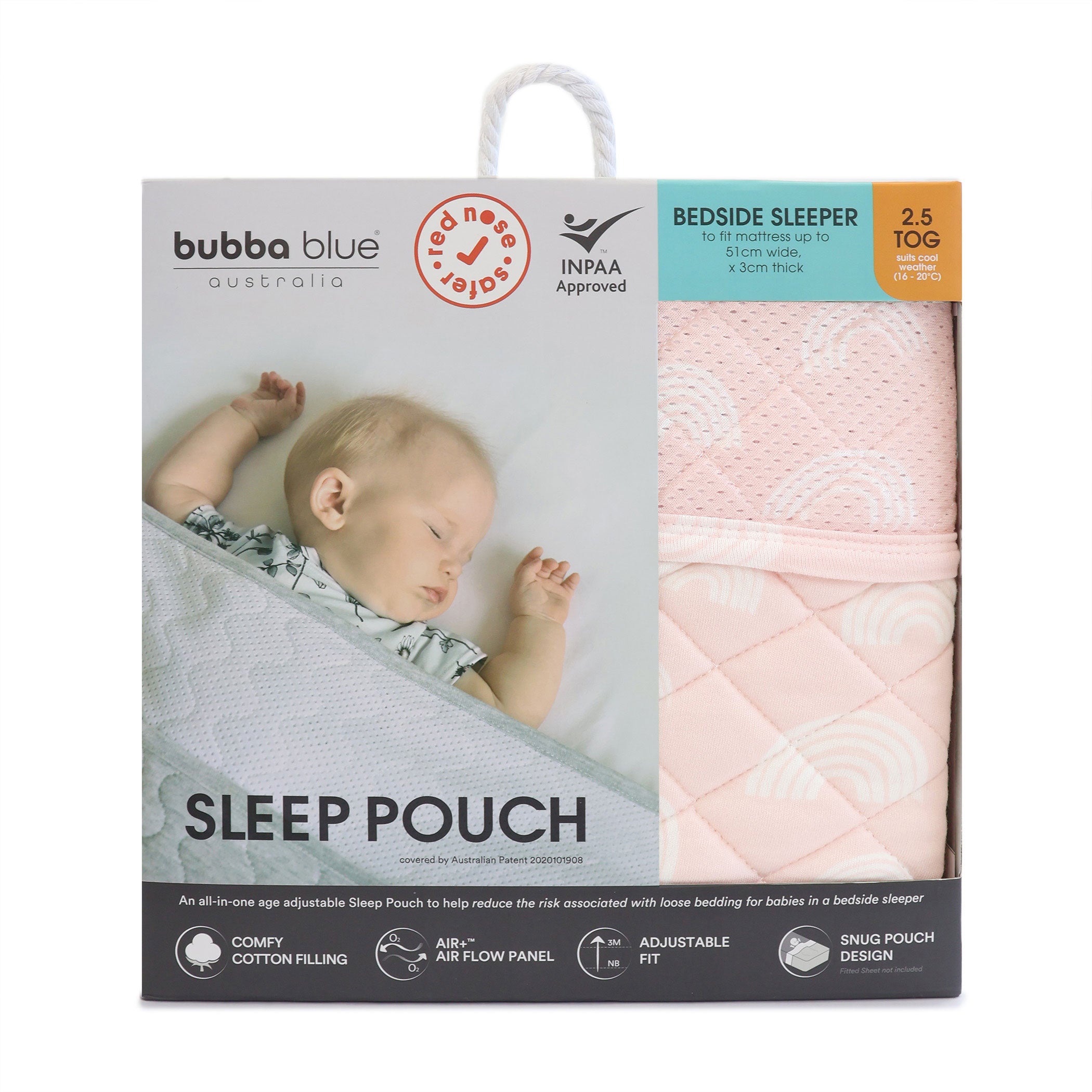 Nordic 2.5 TOG Baby Sleep Sack - Breathable Co Sleeper & Bedside Bassinet for Newborns - Soft Rose Pink - Perfect for Nursery, Travel & Safe Co-Sleeping