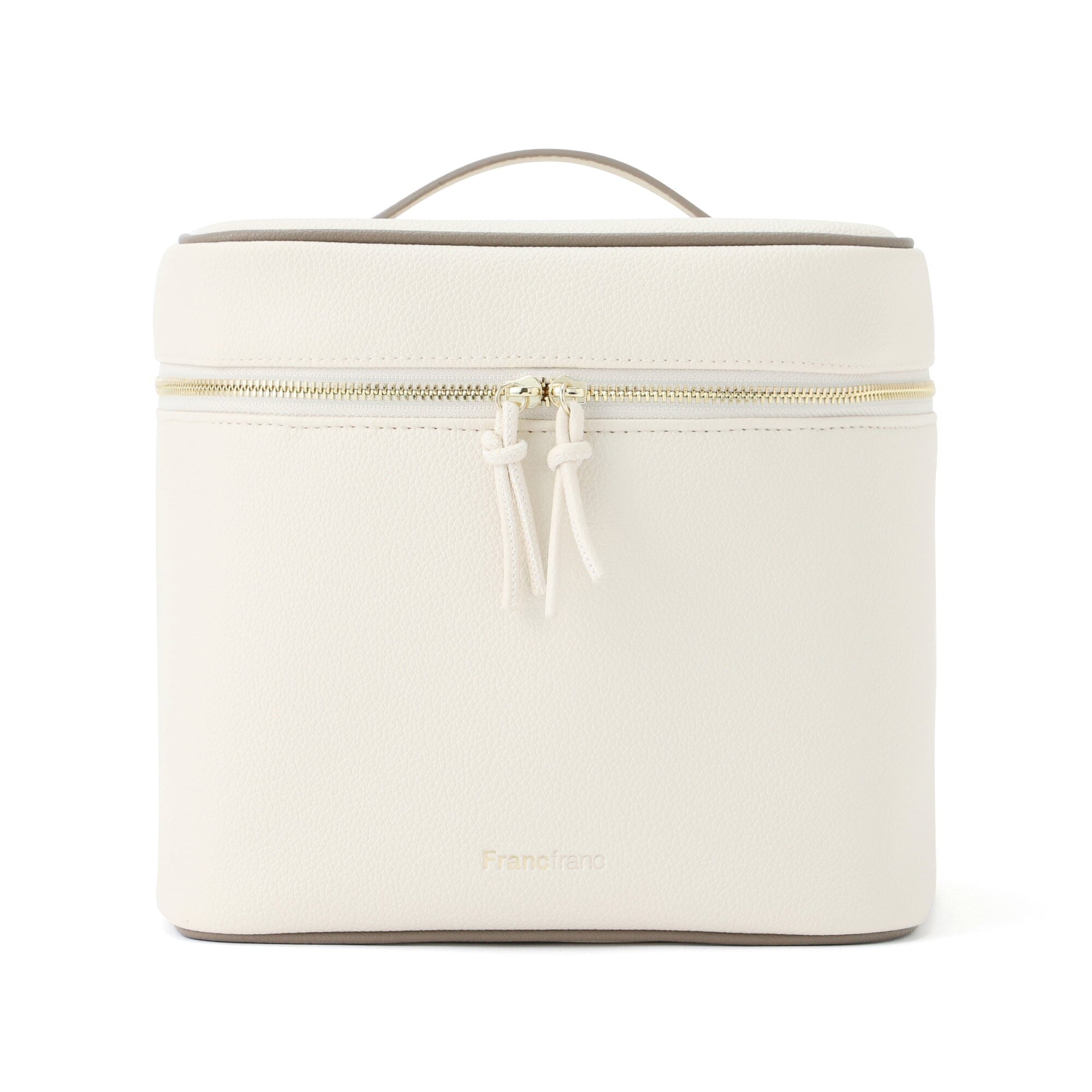 Bicolor Vanity Pouch L Ivory - Elegant Makeup Bag for Women | Perfect for Travel, Gym & Daily Essentials Organization