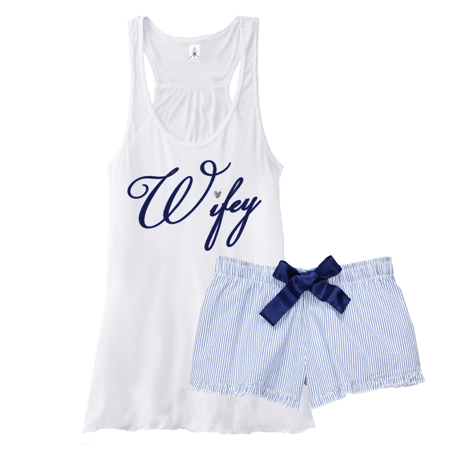 Elegant Bride Wifey Pajama Short Set - Perfect Bridal Shower Gift for Wife, Bachelorette Party - Soft Cotton Sleepwear for Honeymoon & Wedding Night
